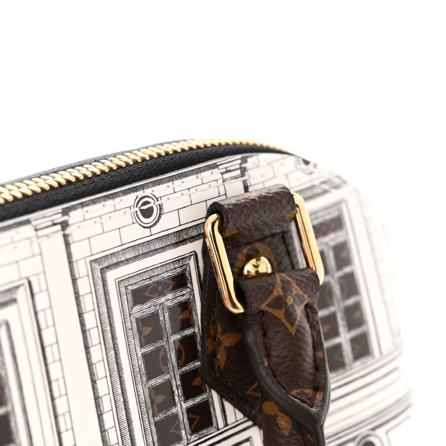 X FORNASETTI Calfskin Architettura Alma BB Black White