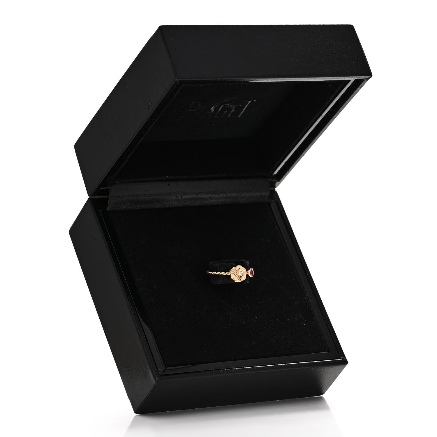 Piaget 18K Rose Gold Diamond Pink Sapphire Rose Ring 51 5.75 5 of 5