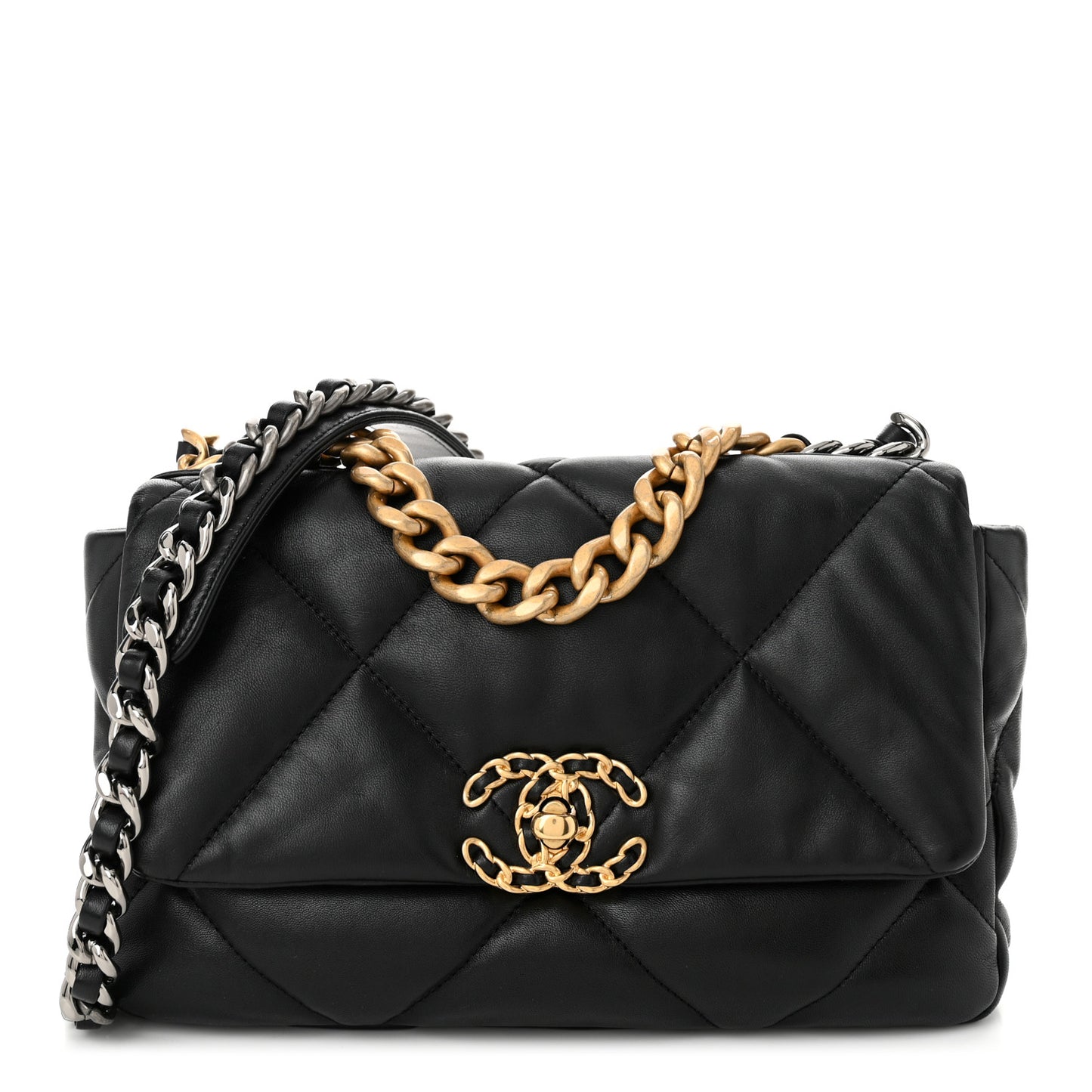 Lambskin Quilted Medium Chanel 19 Flap Black