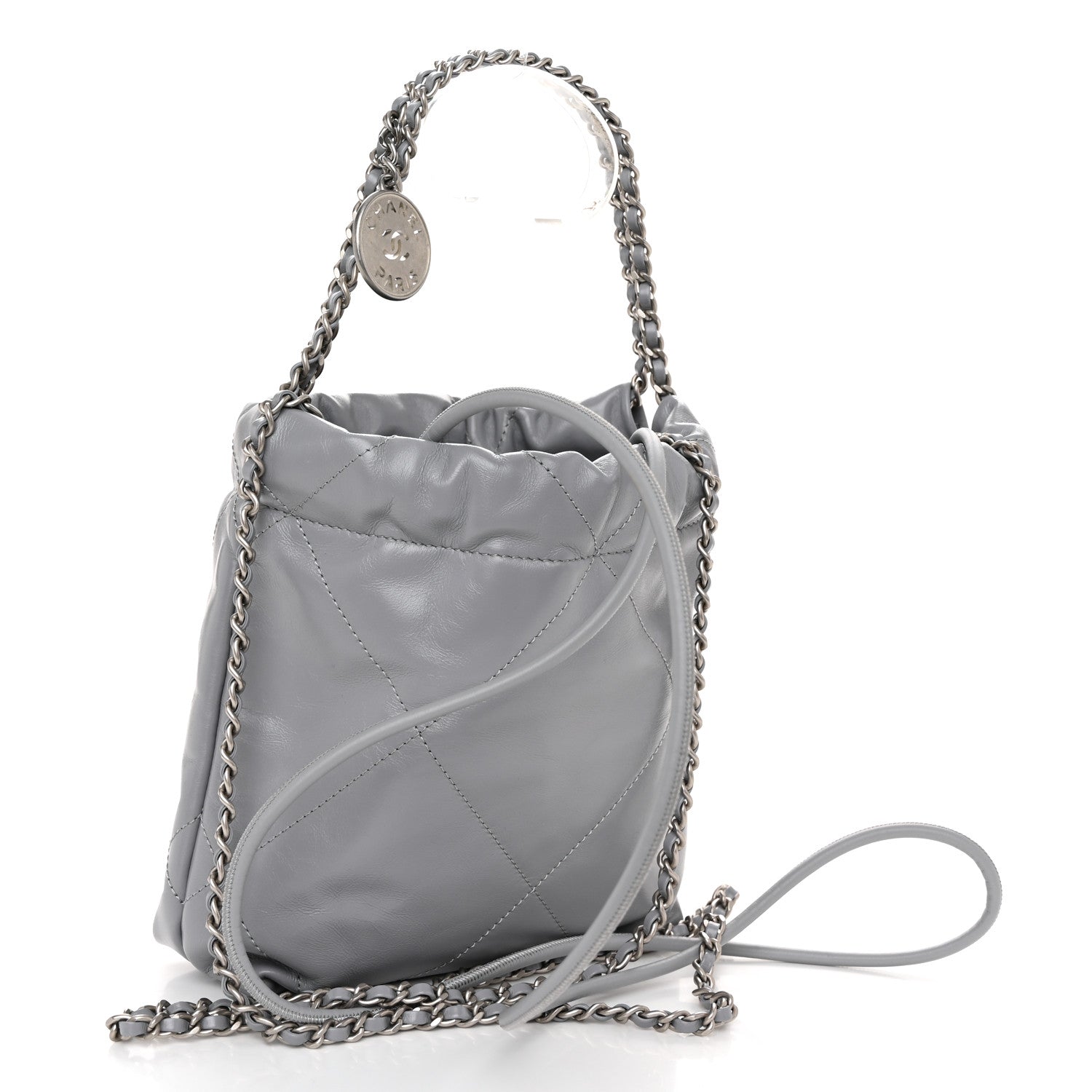 Chanel Shiny Calfskin Quilted Mini Chanel 22 Grey 3 of 10