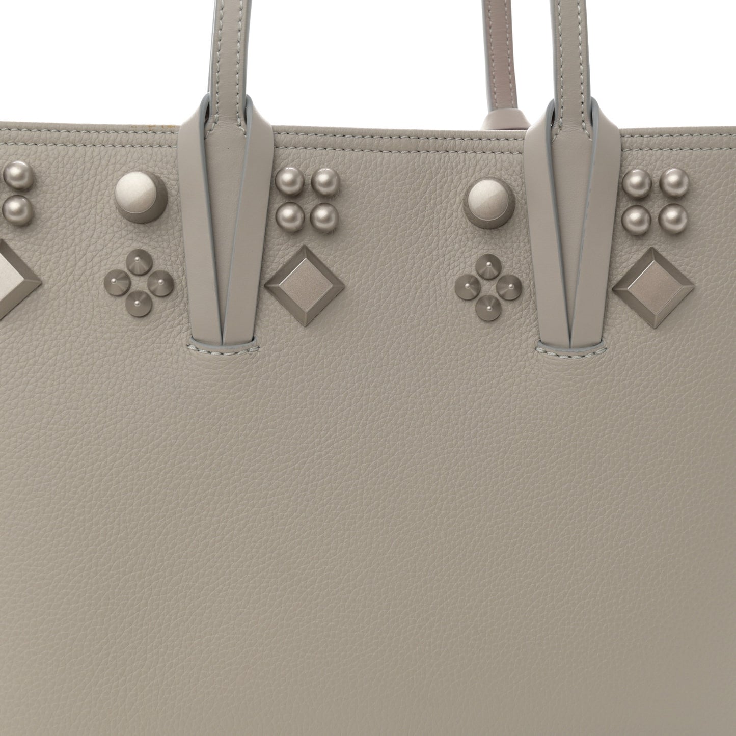 Calfskin Spikes Small East West Cabata Tote Light Grey