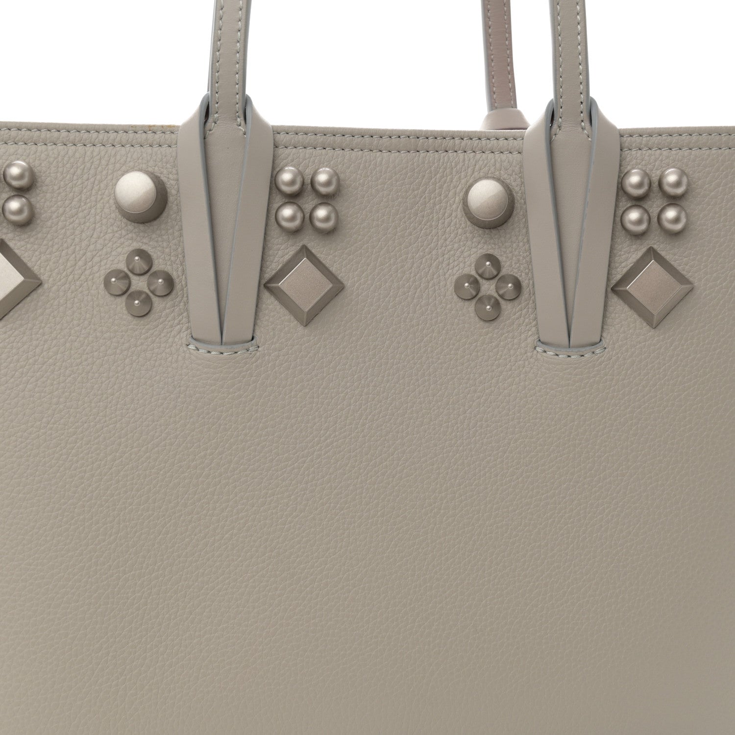 Christian Louboutin Calfskin Spikes Small East West Cabata Tote Light Grey 10 of 12