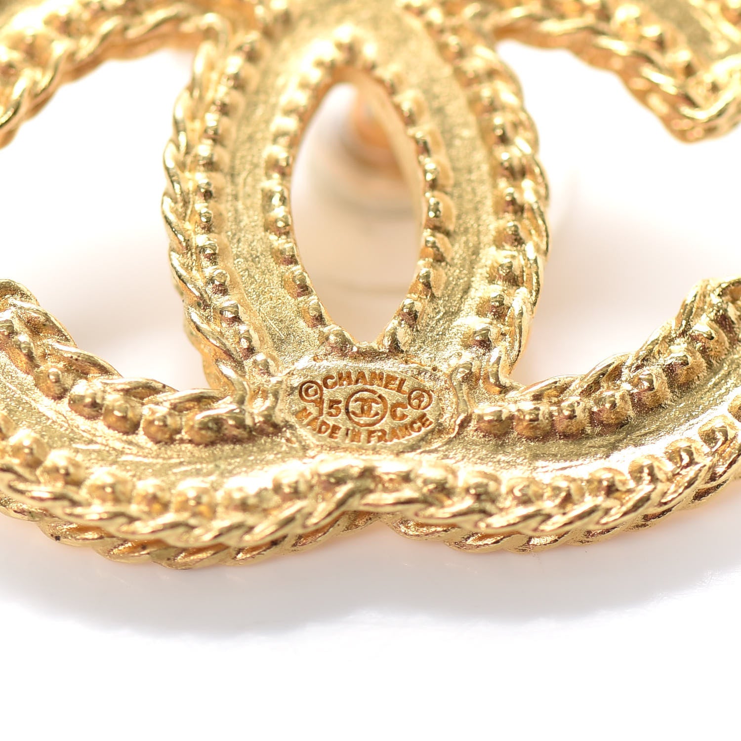Chanel CC Drop Earrings Matte Gold 4 of 4