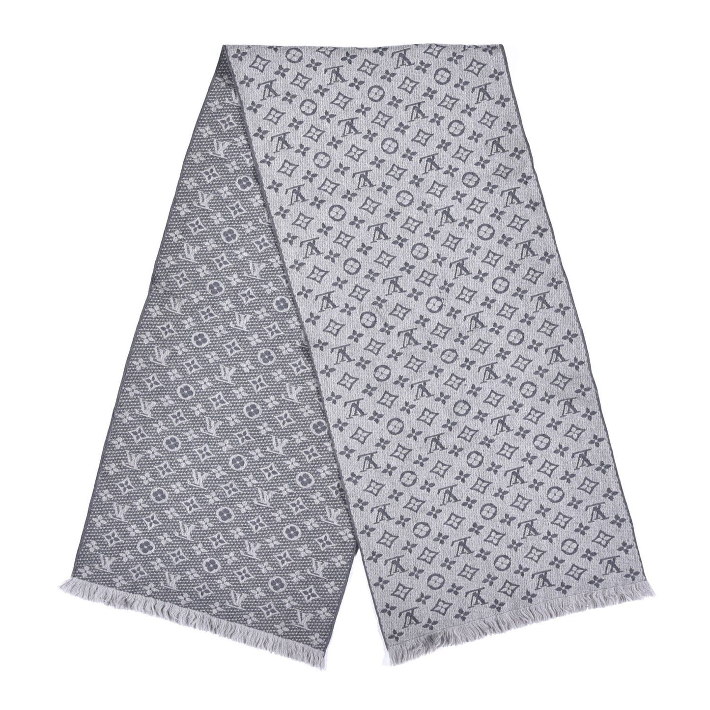 Wool Monogram Classic Scarf Grey