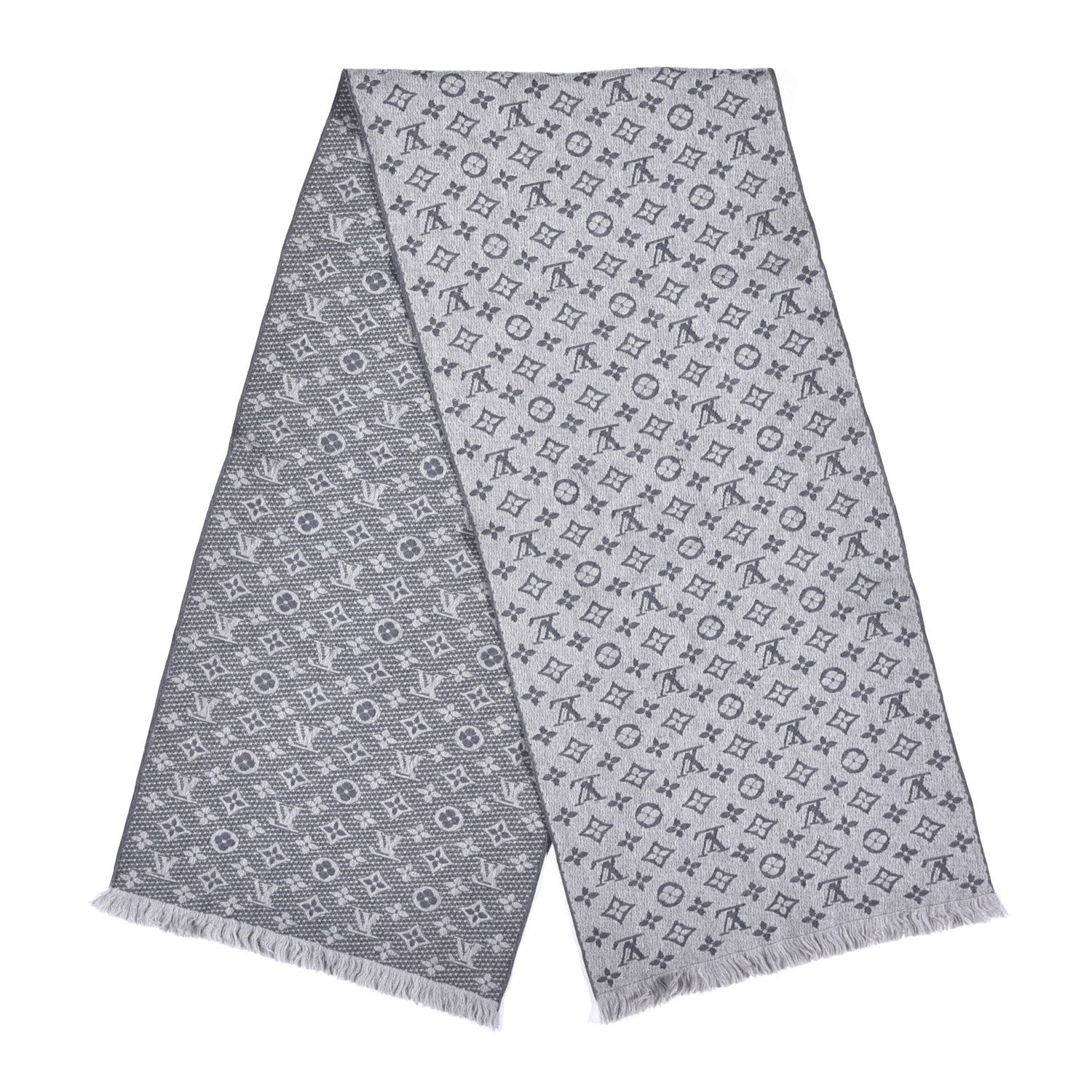Louis Vuitton Wool Monogram Classic Scarf Grey 3 of 4