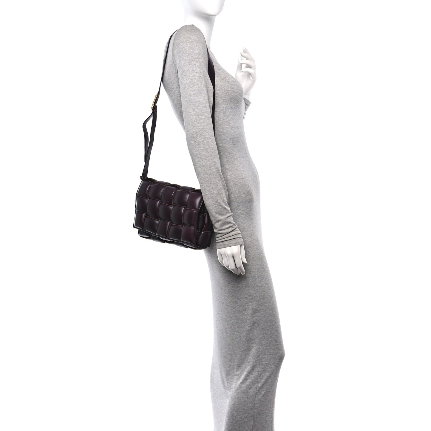 Nappa Maxi Intreccio Padded Cassette Crossbody Bag Plum