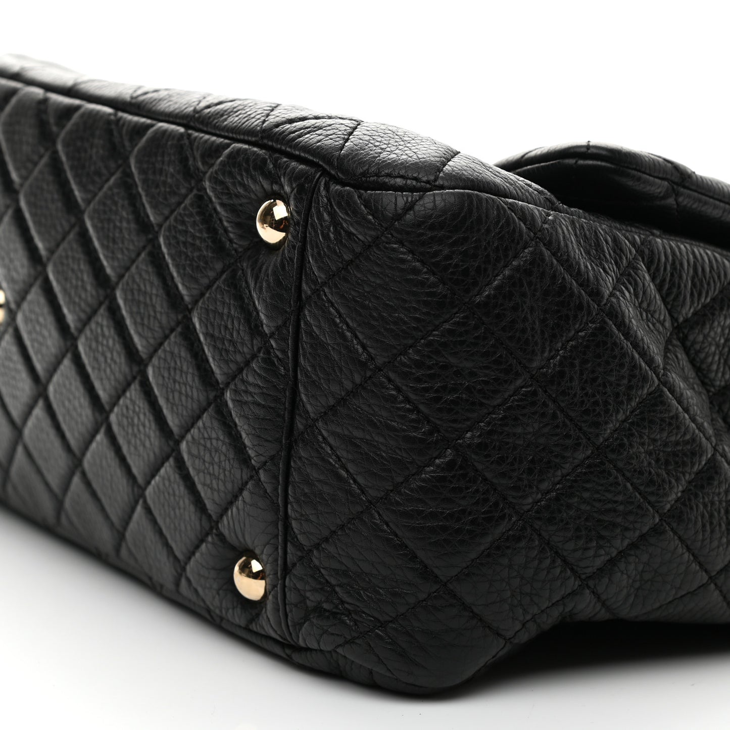 Calfskin Quilted XXL Travel Flap Bag Black