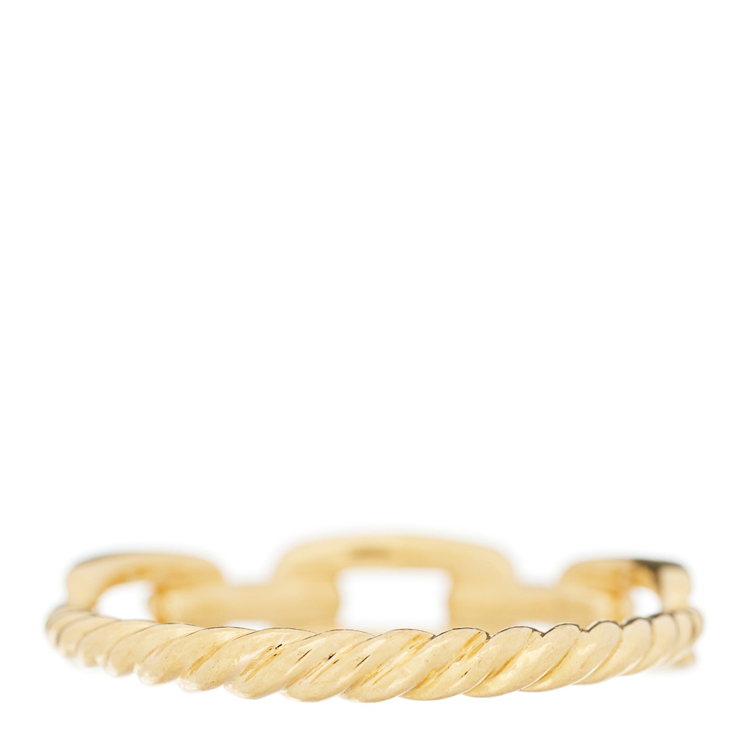 David Yurman 18K Yellow Gold Diamond 4.5mm Stax Single Row Chain Link Ring 57 8 3 of 4