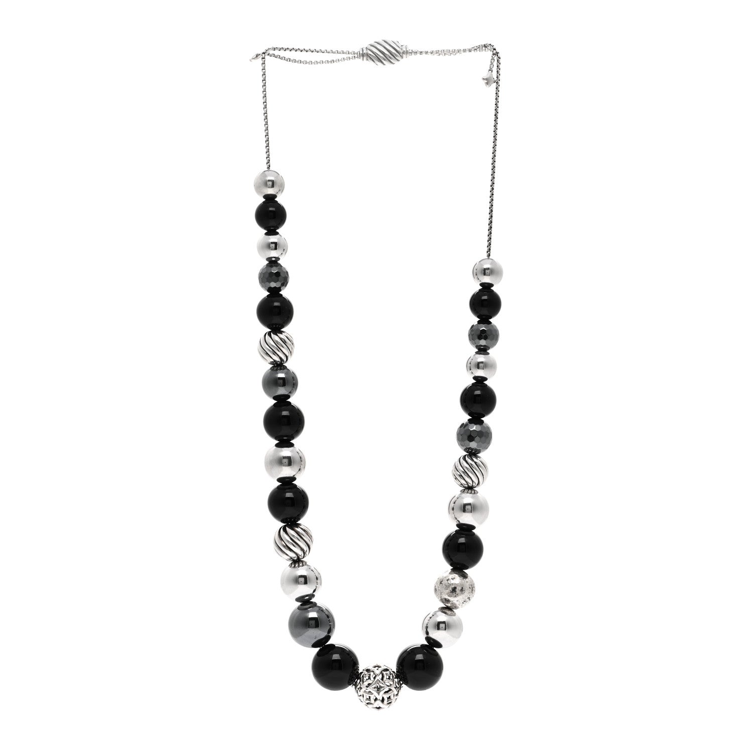 David Yurman Sterling Silver Black Onyx Hematite Elements Necklace 3 of 4