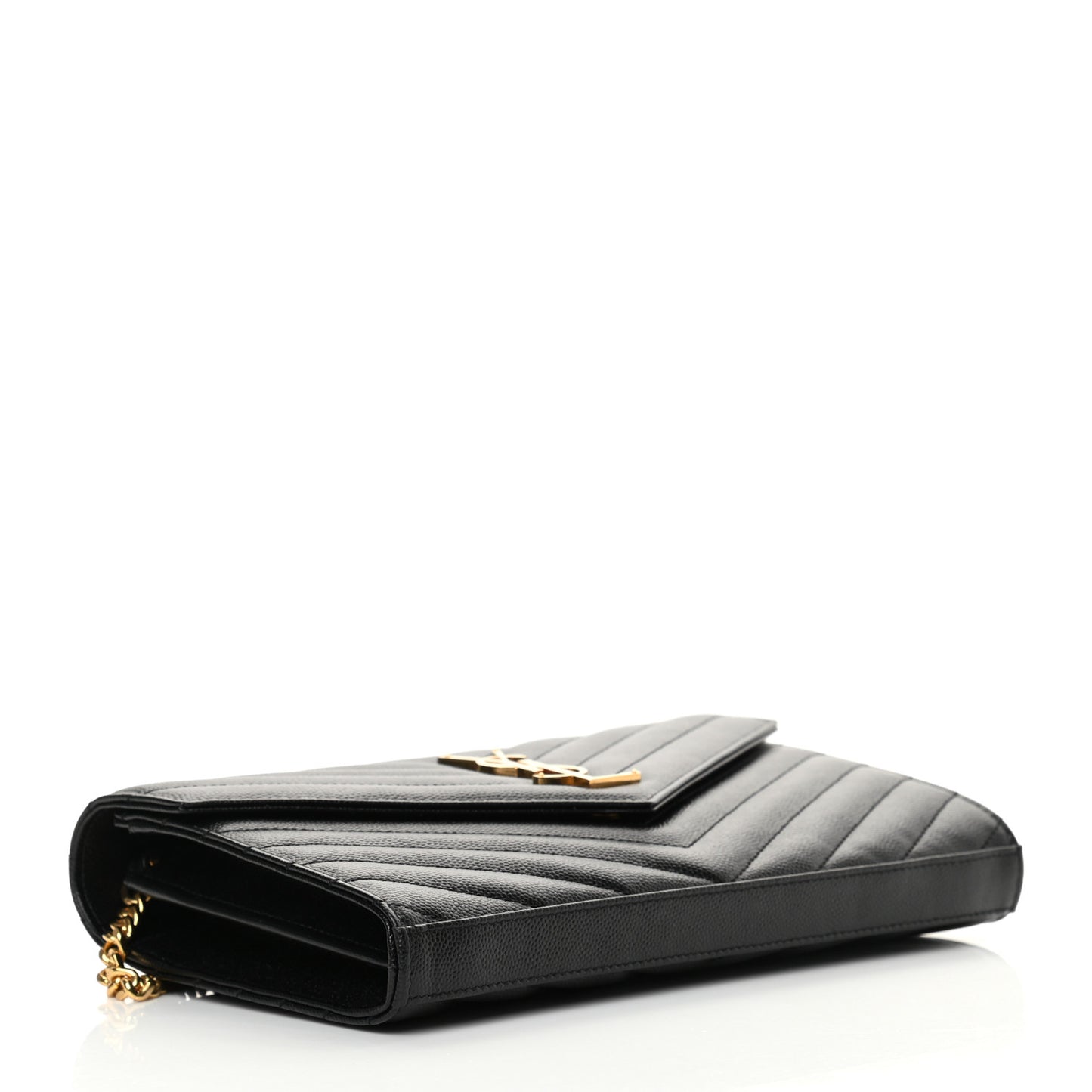 Grain De Poudre Matelasse Chevron Monogram Chain Wallet Black