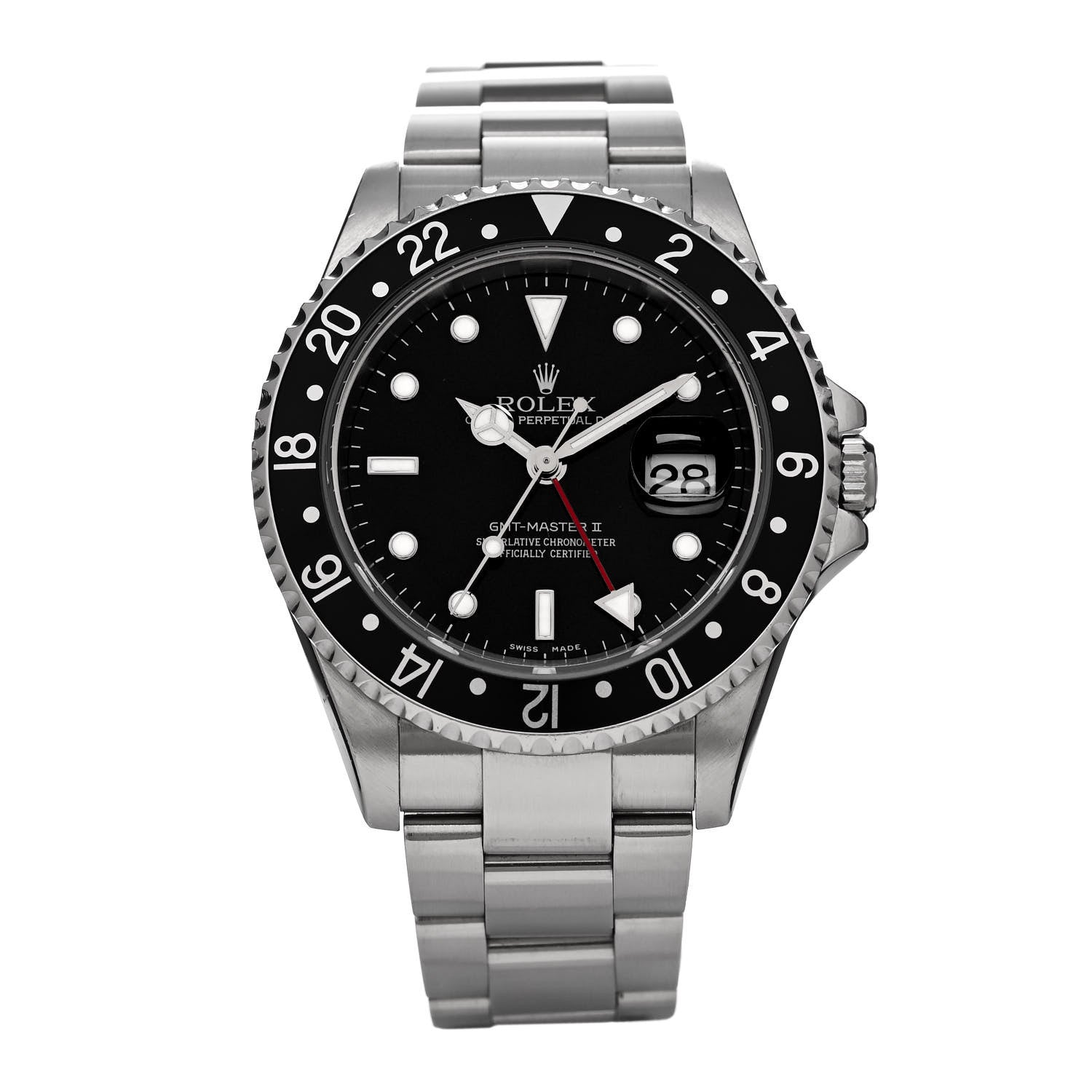 Rolex Stainless Steel 40mm Oyster Perpetual Date GMT Master II Watch Black 16710 1 of 4