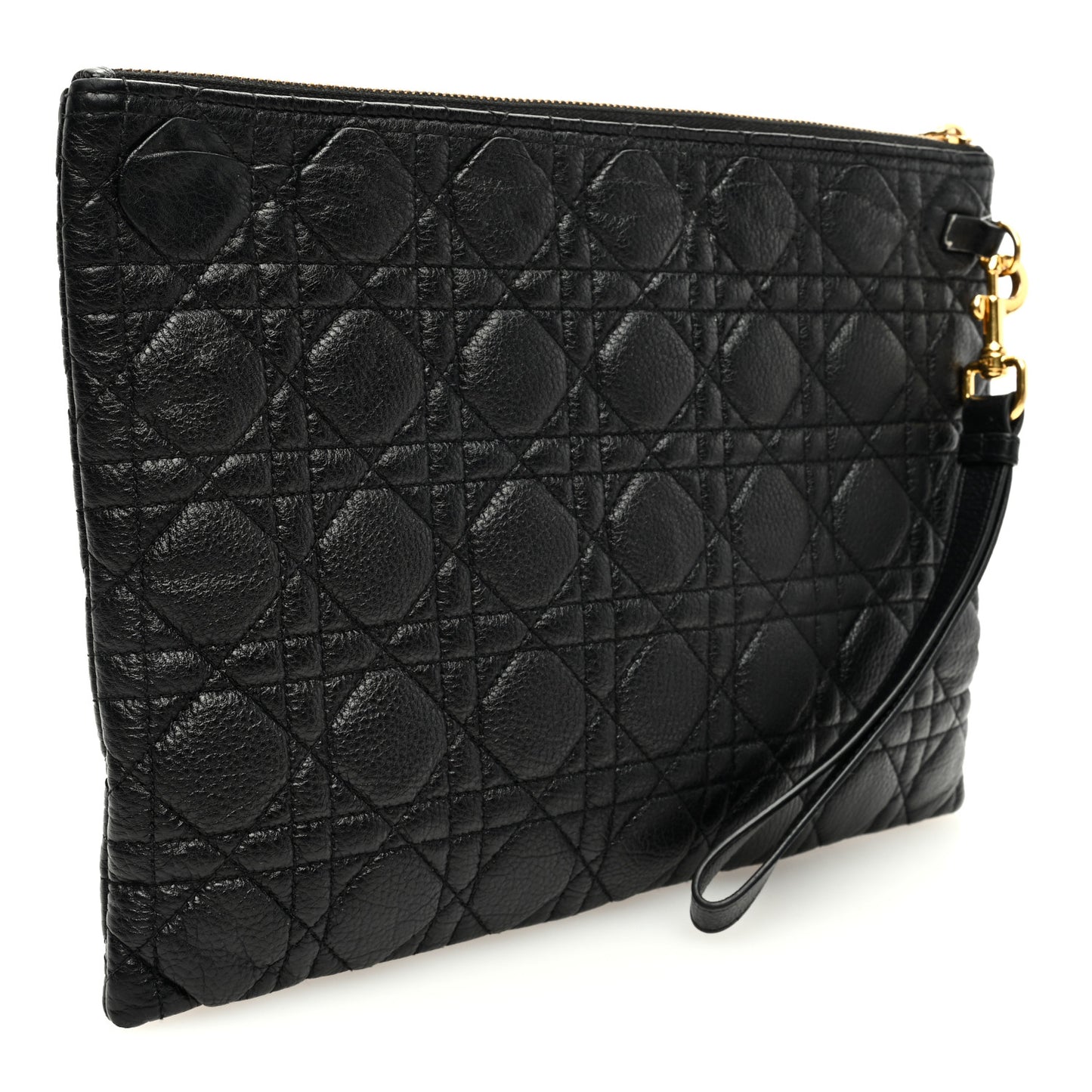 Supple Calfskin Cannage Large Caro Daily Pouch Black