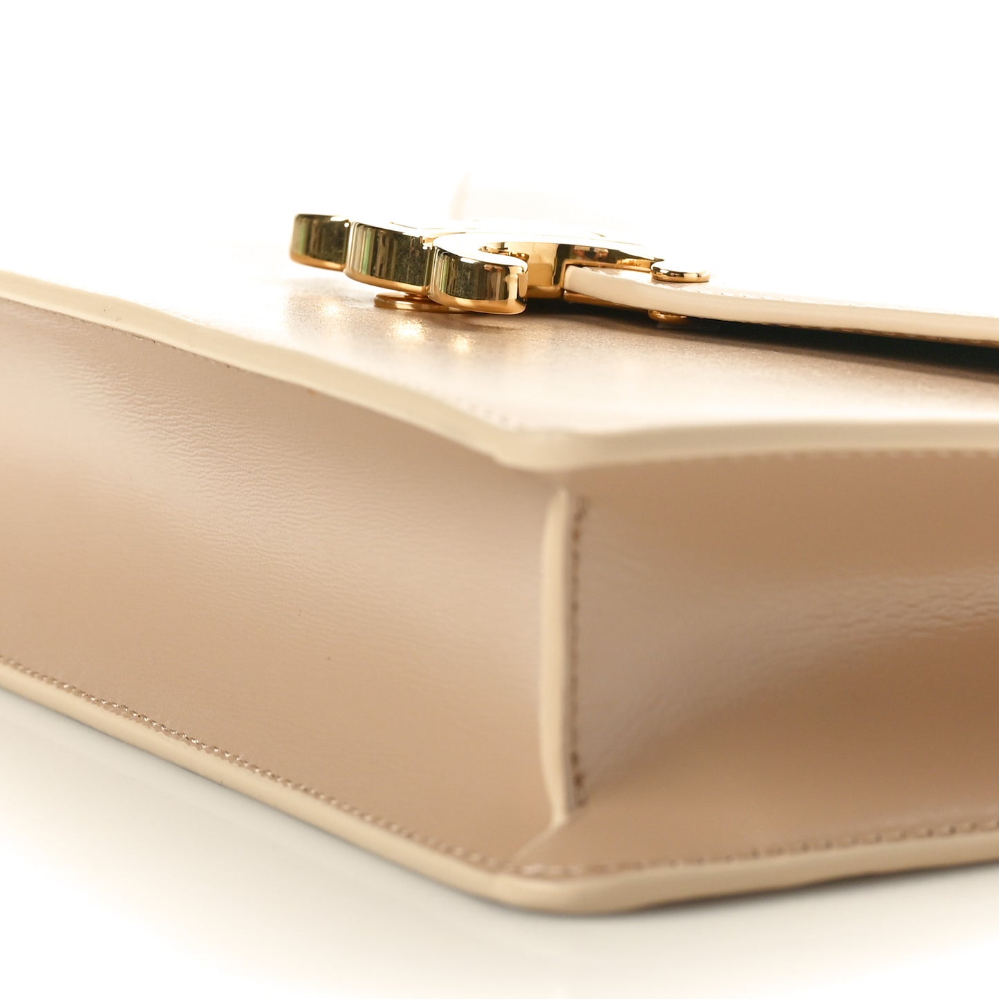 Shiny Calfskin Triomphe Margo Wallet on Chain Nude