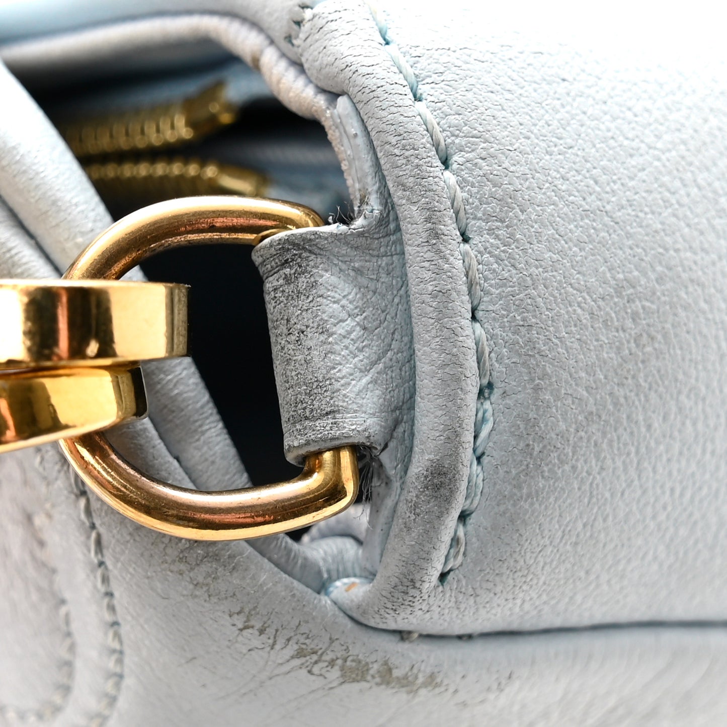 Calfskin Bubblegram Wallet On Strap Ice Blue