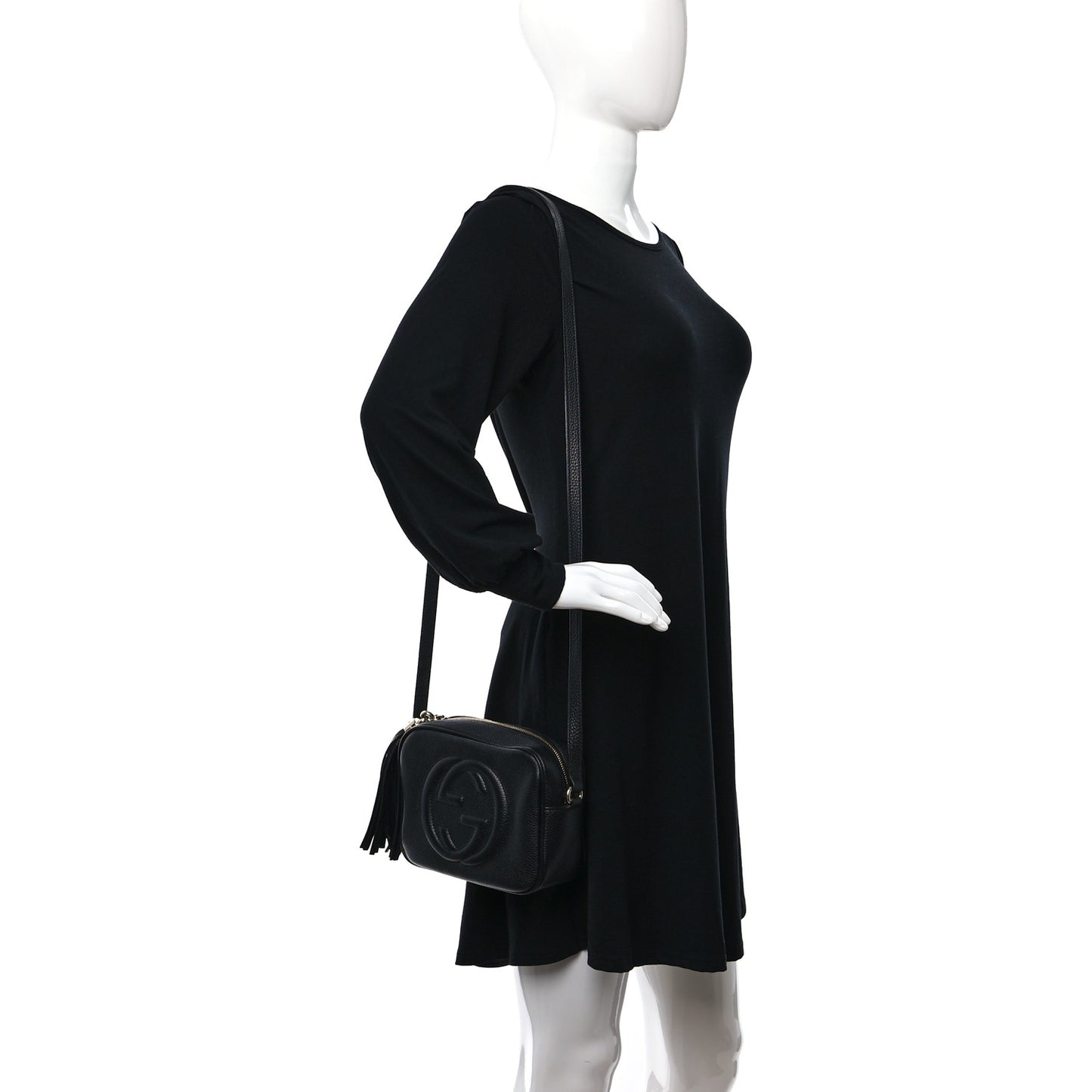 Pebbled Calfskin Small Soho Disco Bag Black