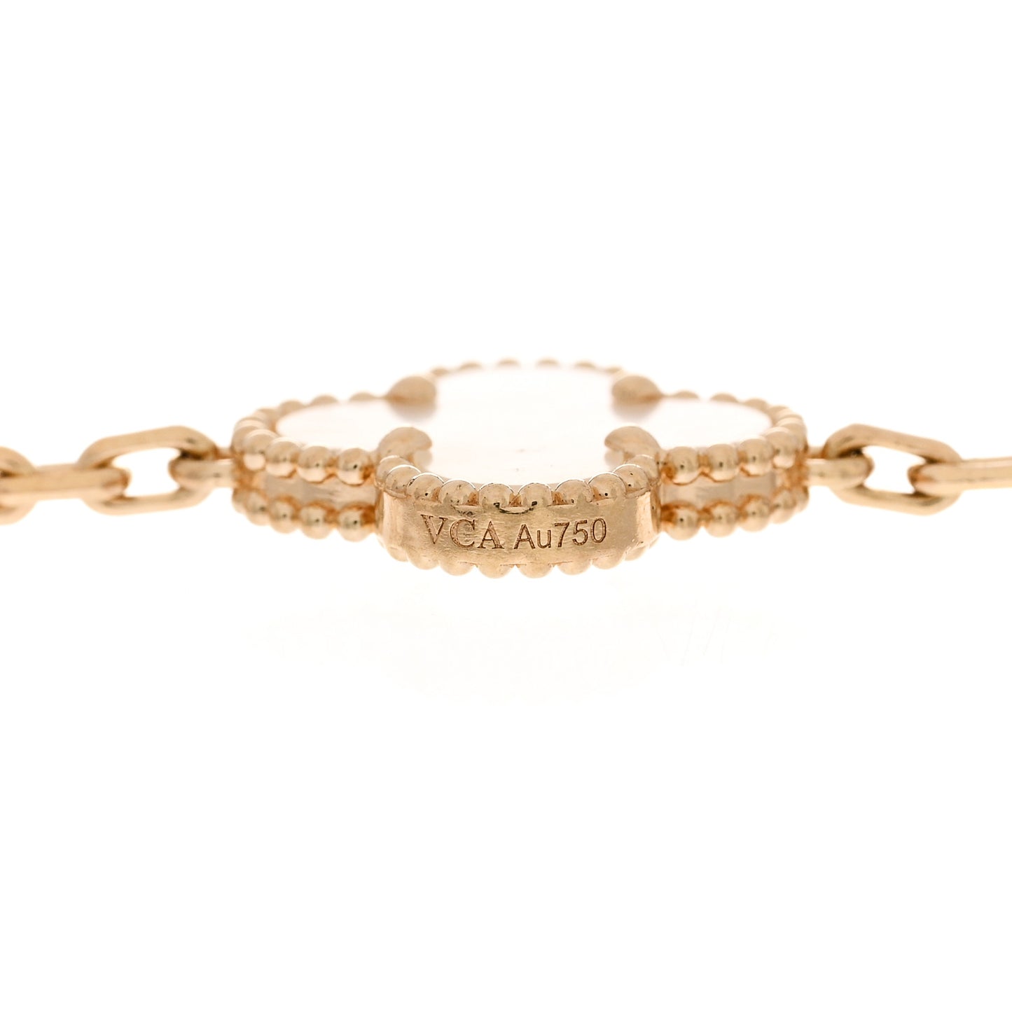 18K Yellow Gold Mother of Pearl 5 Motifs Vintage Alhambra Bracelet