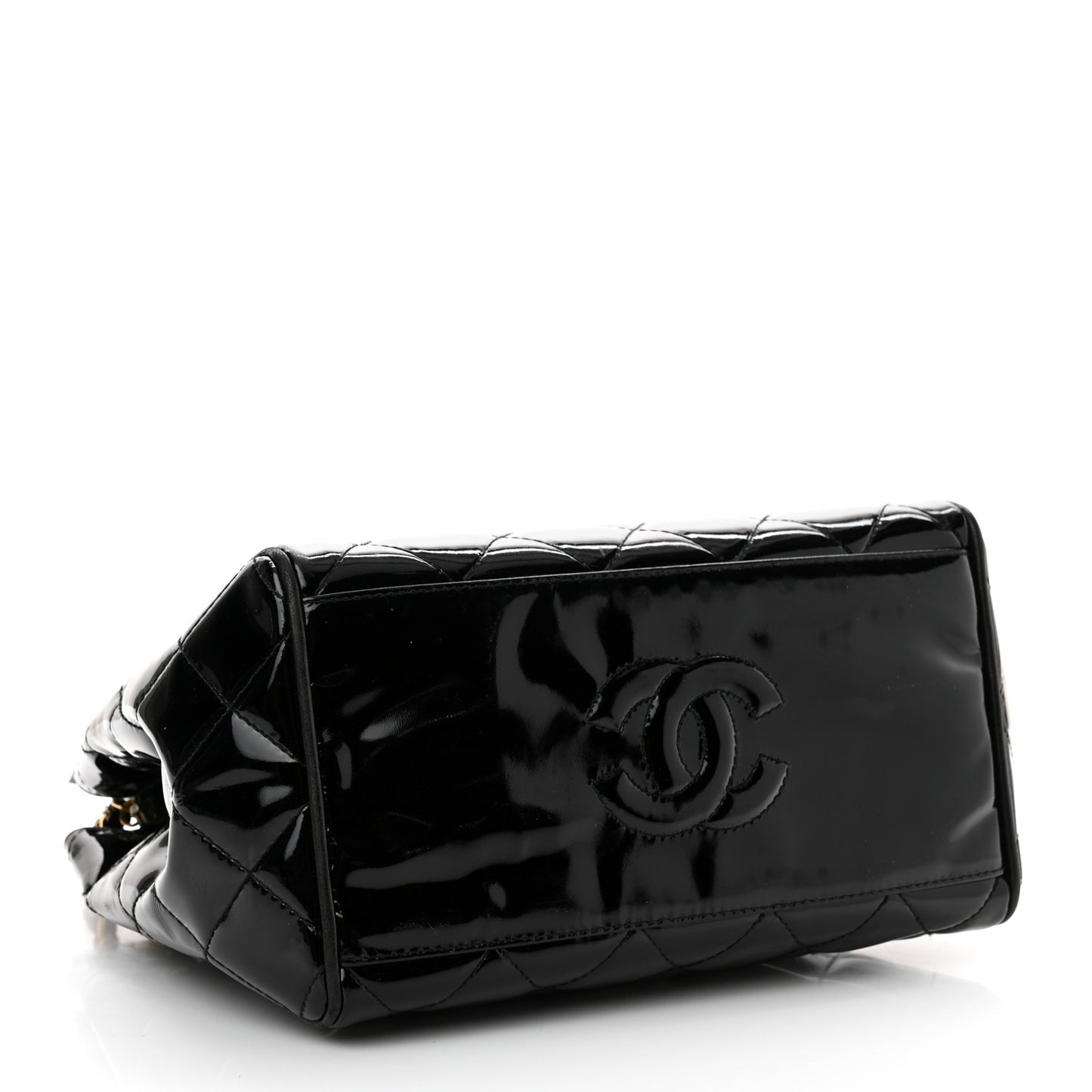 Patent Quilted CC Shoulder Bag Black