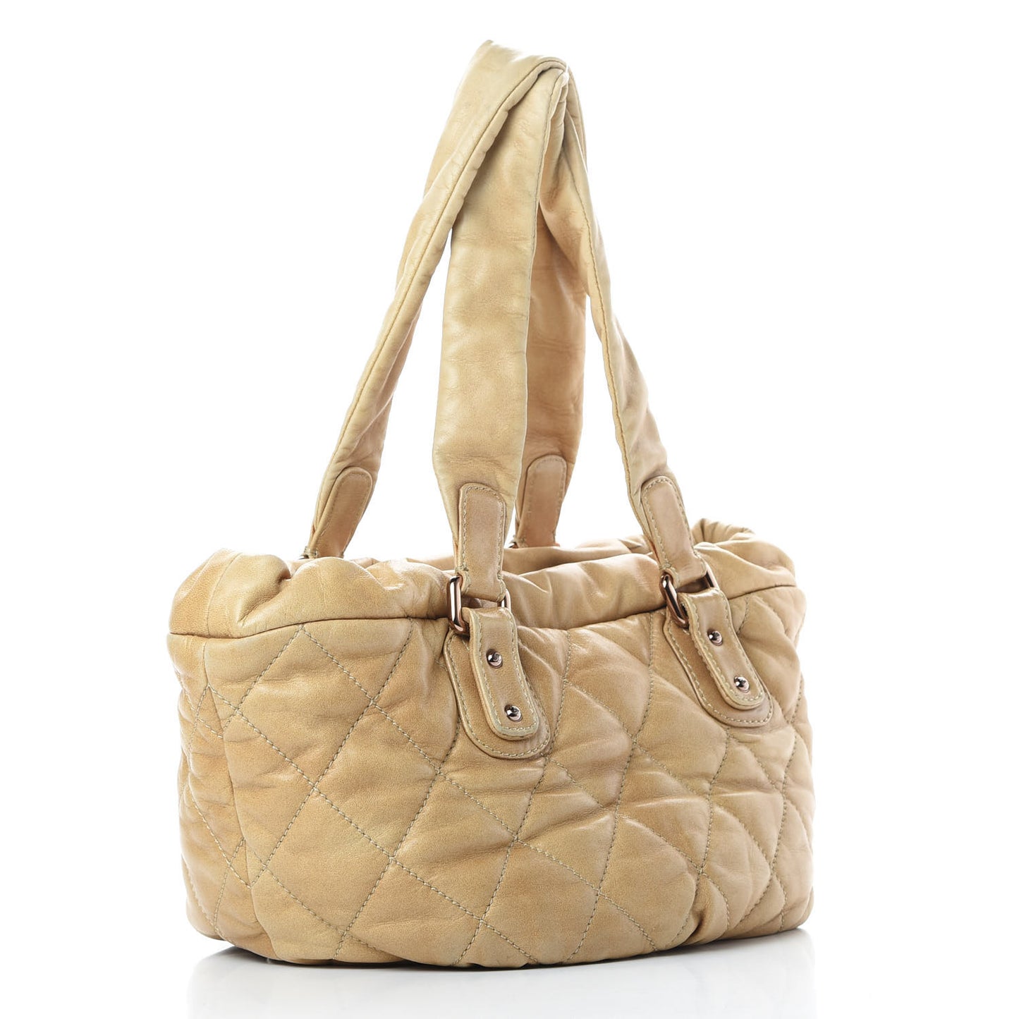 Lambskin Quilted Cloudy Bundle East West Tote Light Beige