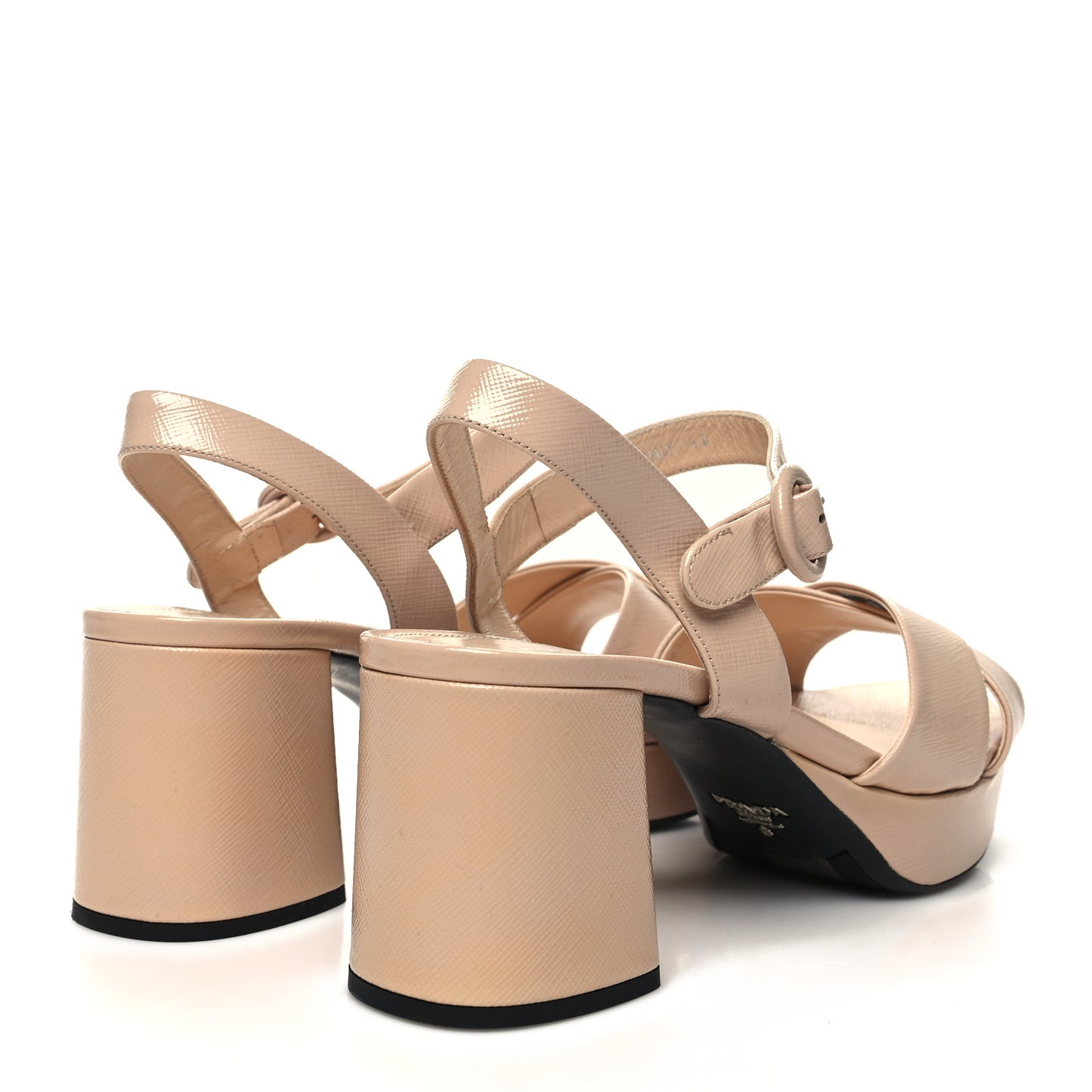 Vernice Saffiano Embossed Crisscross Platform 20/65mm Sandals 40 Beige