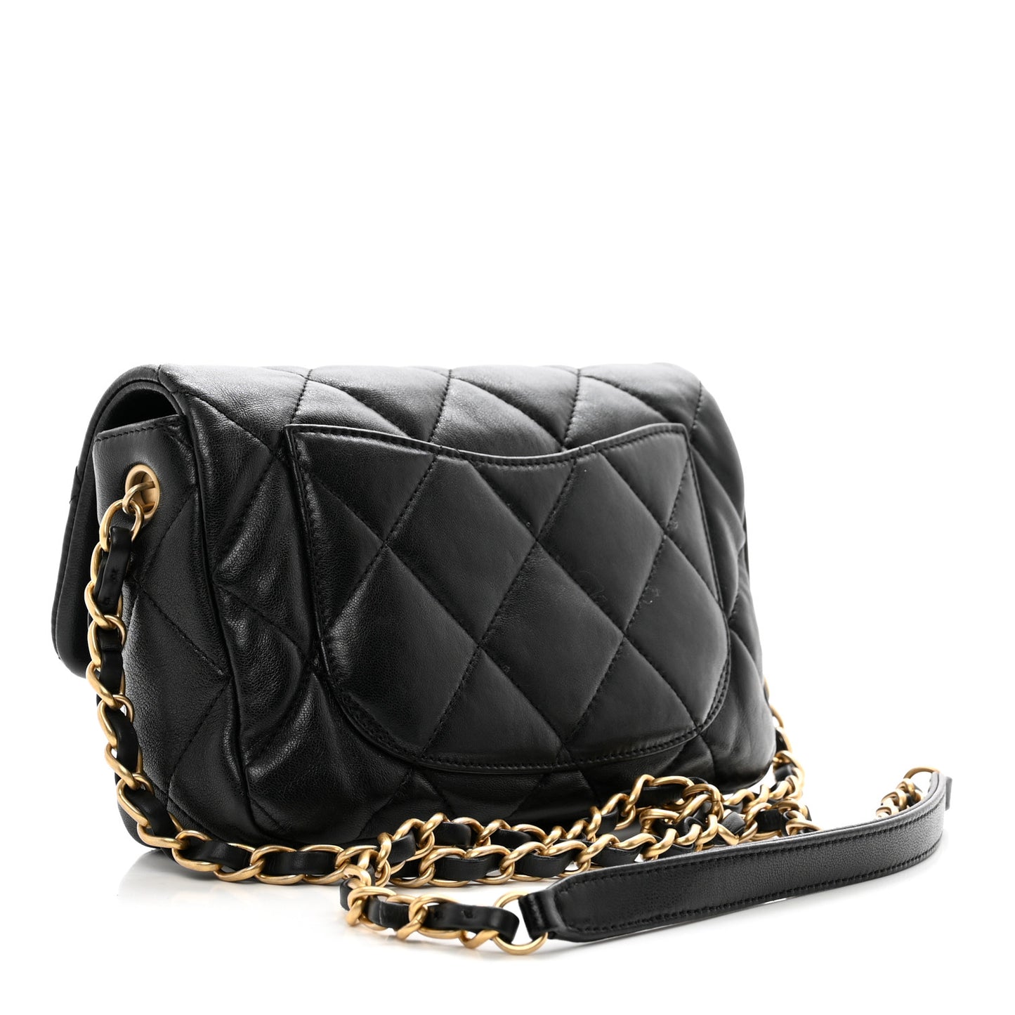 Lambskin Plexiglass Quilted Coco Love Flap Black