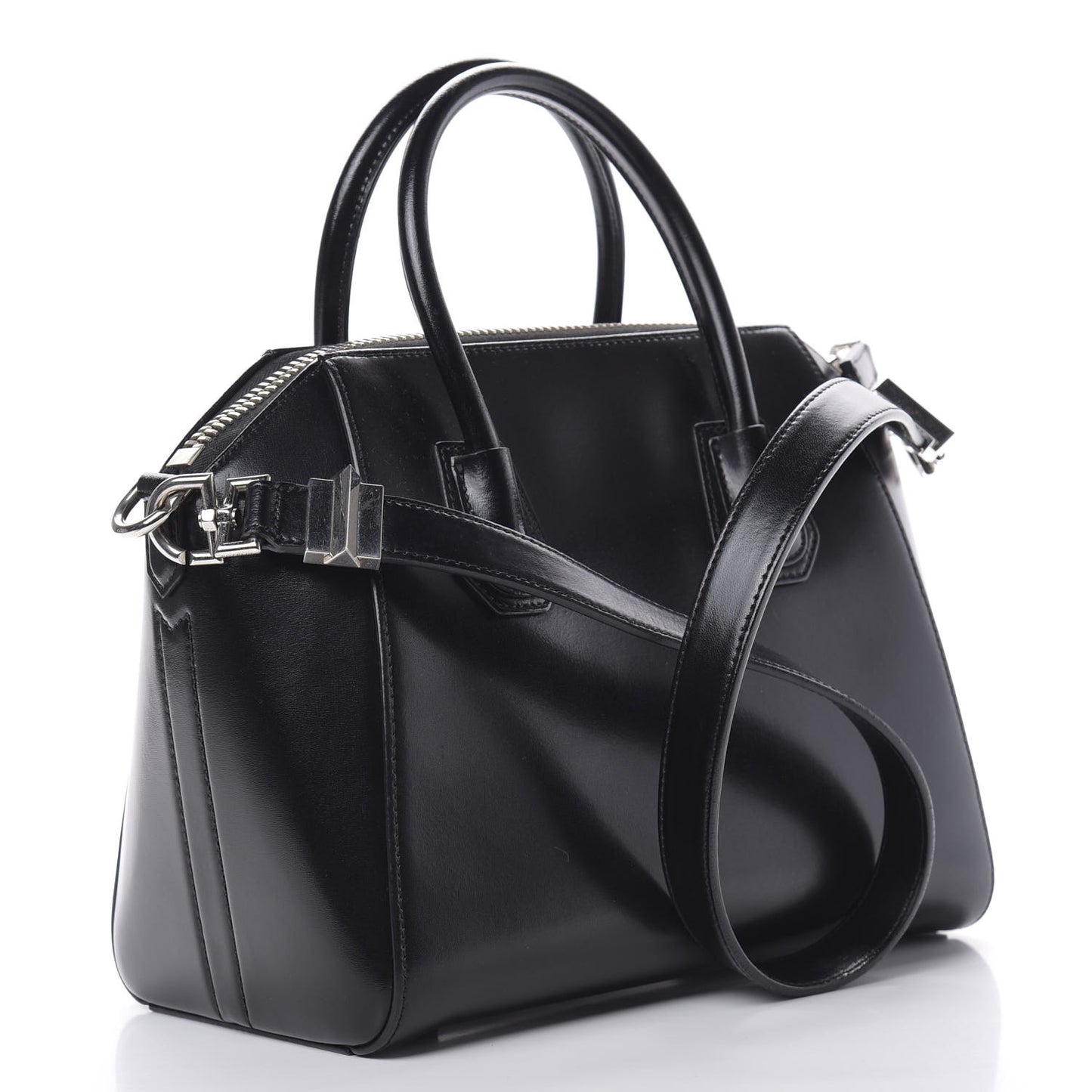 Shiny Lord Calfskin Small Antigona Black