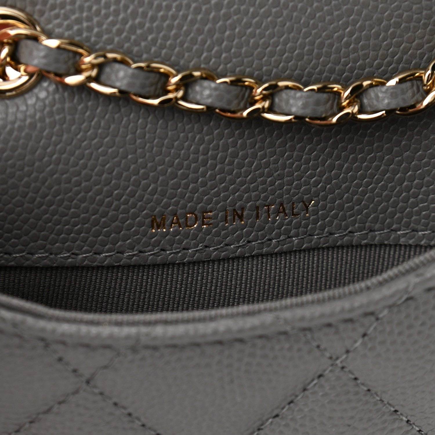 Chanel Caviar Quilted Mini Chain Belt Bag Grey 7 of 12