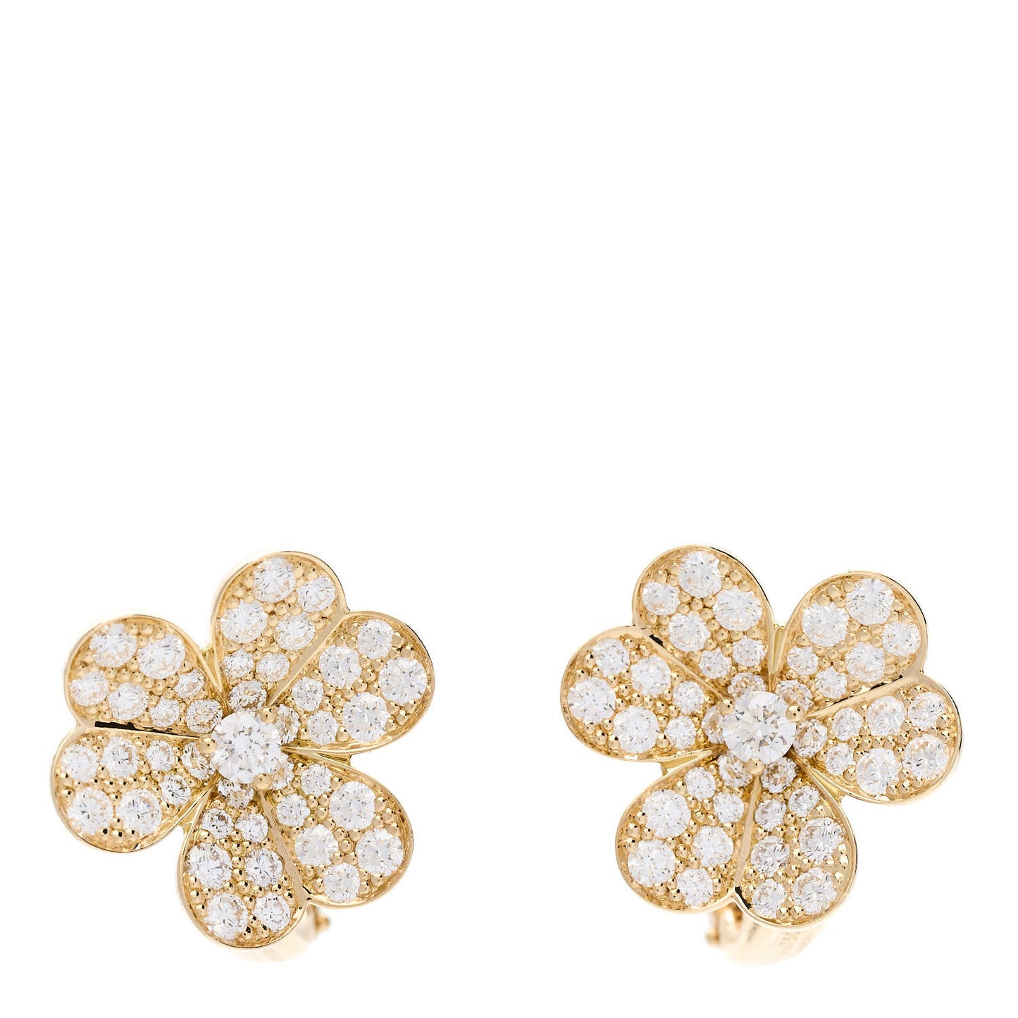 18K Yellow Gold Diamond Small Frivole Pave Earrings