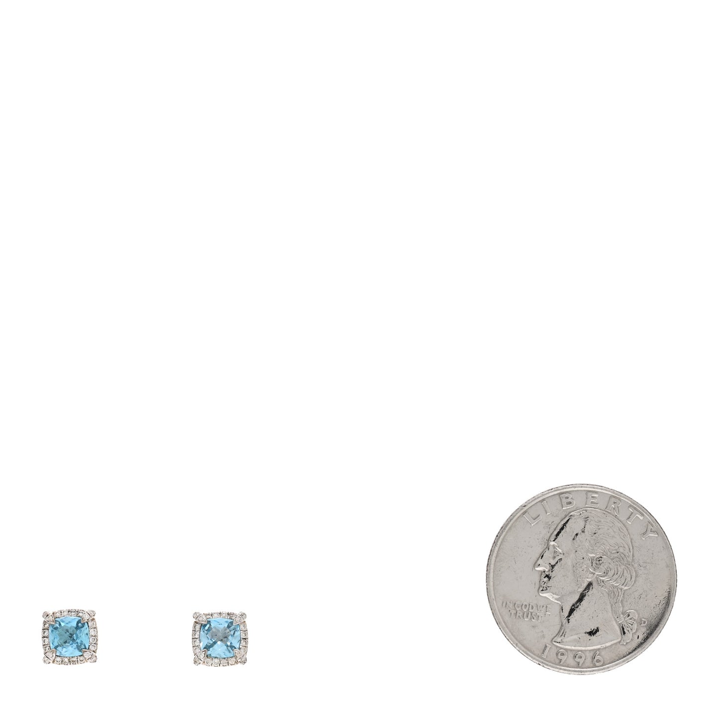 Sterling Silver Diamond Blue Topaz Petite Chatelaine Bezel Stud Earrings