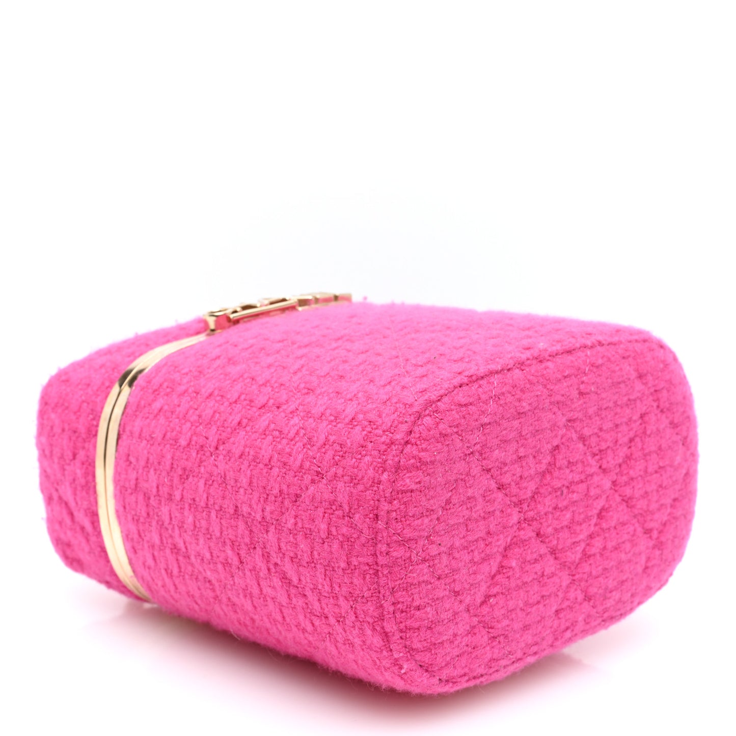 Tweed Quilted Small Vanity Case Fuchsia