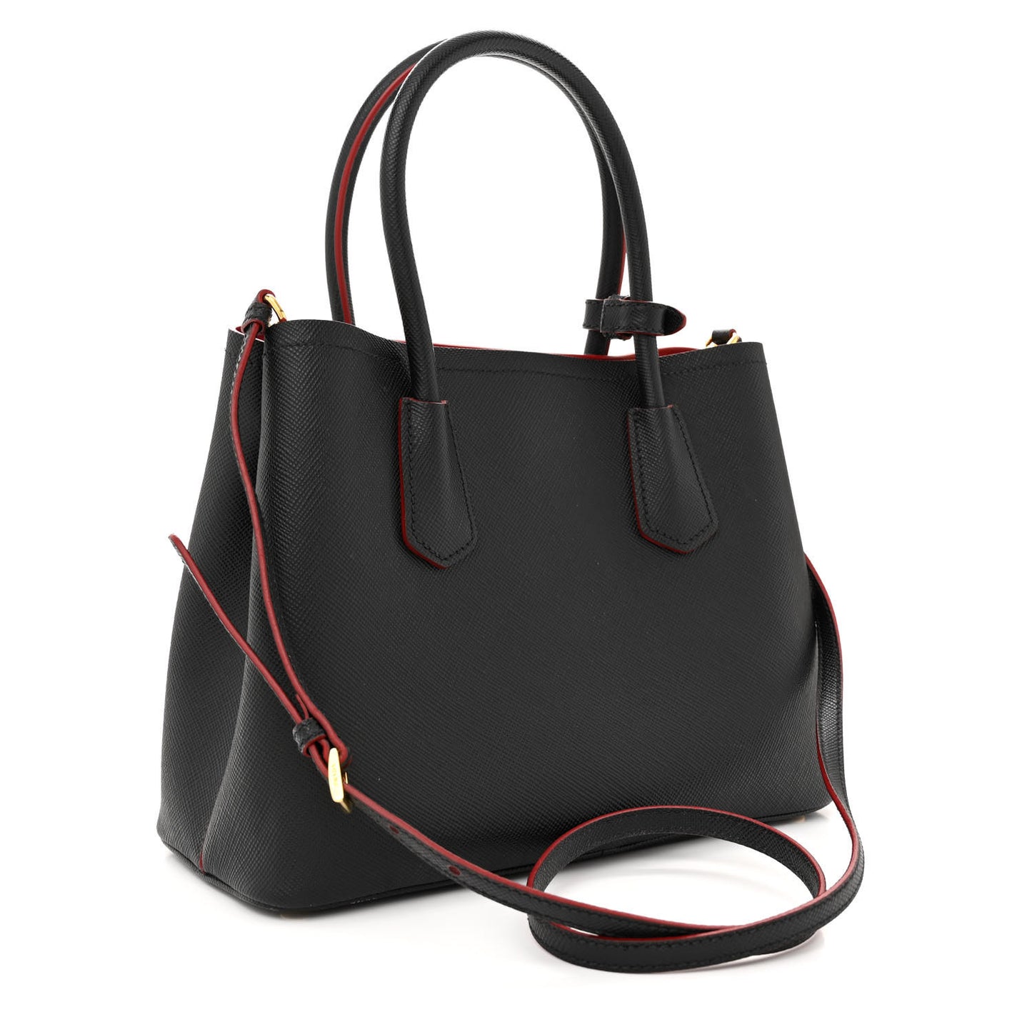 Saffiano Cuir Small Double Bag Black Fuoco