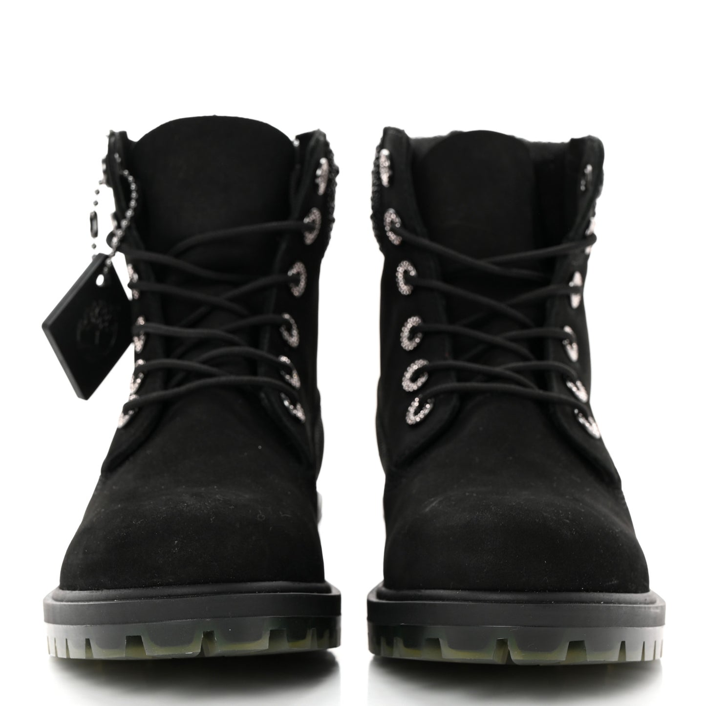 X TIMBERLAND Nubuck Swarovski Crystal Womens Ankle Boots 7 Black