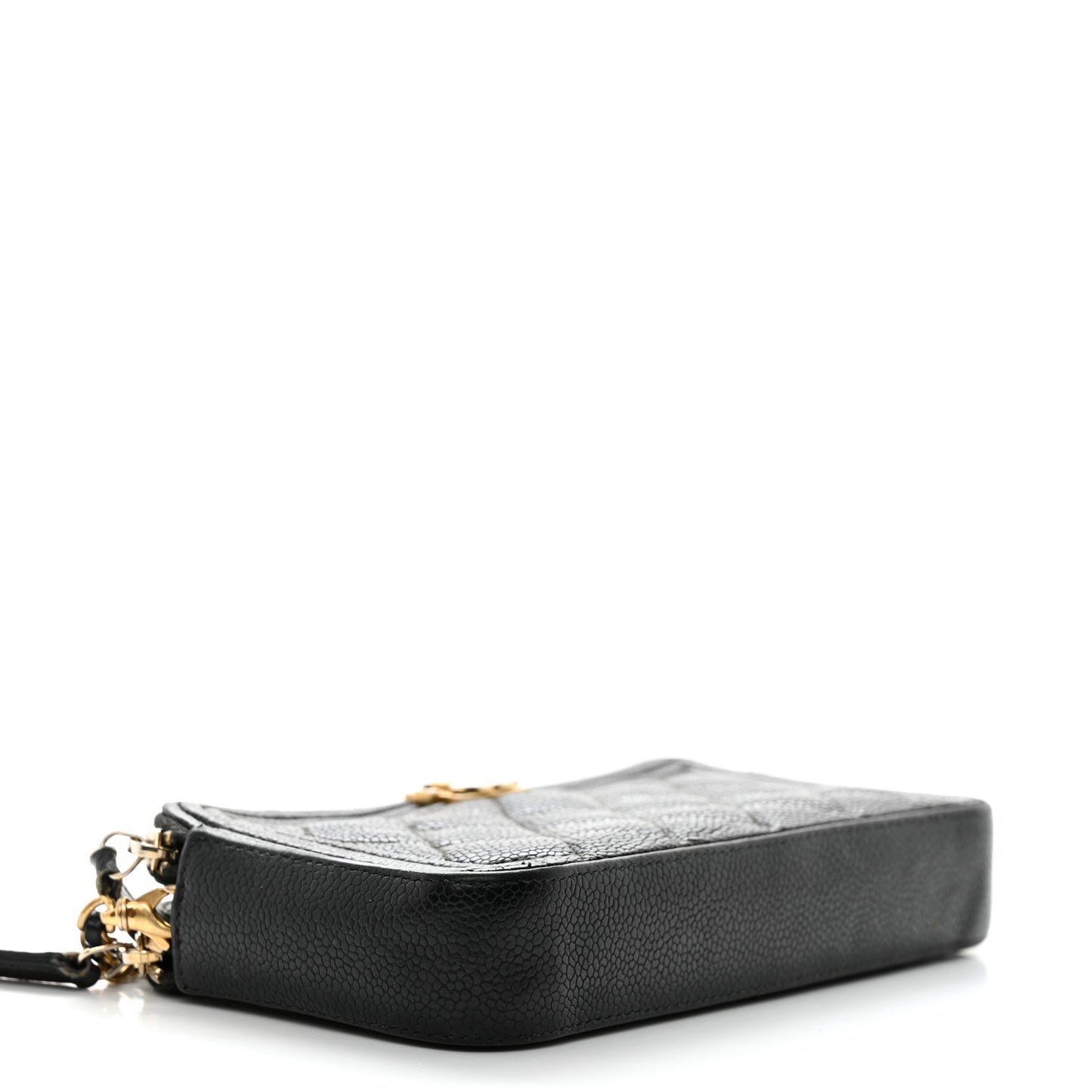 Caviar Quilted Small Boy Clutch With Chain Black
