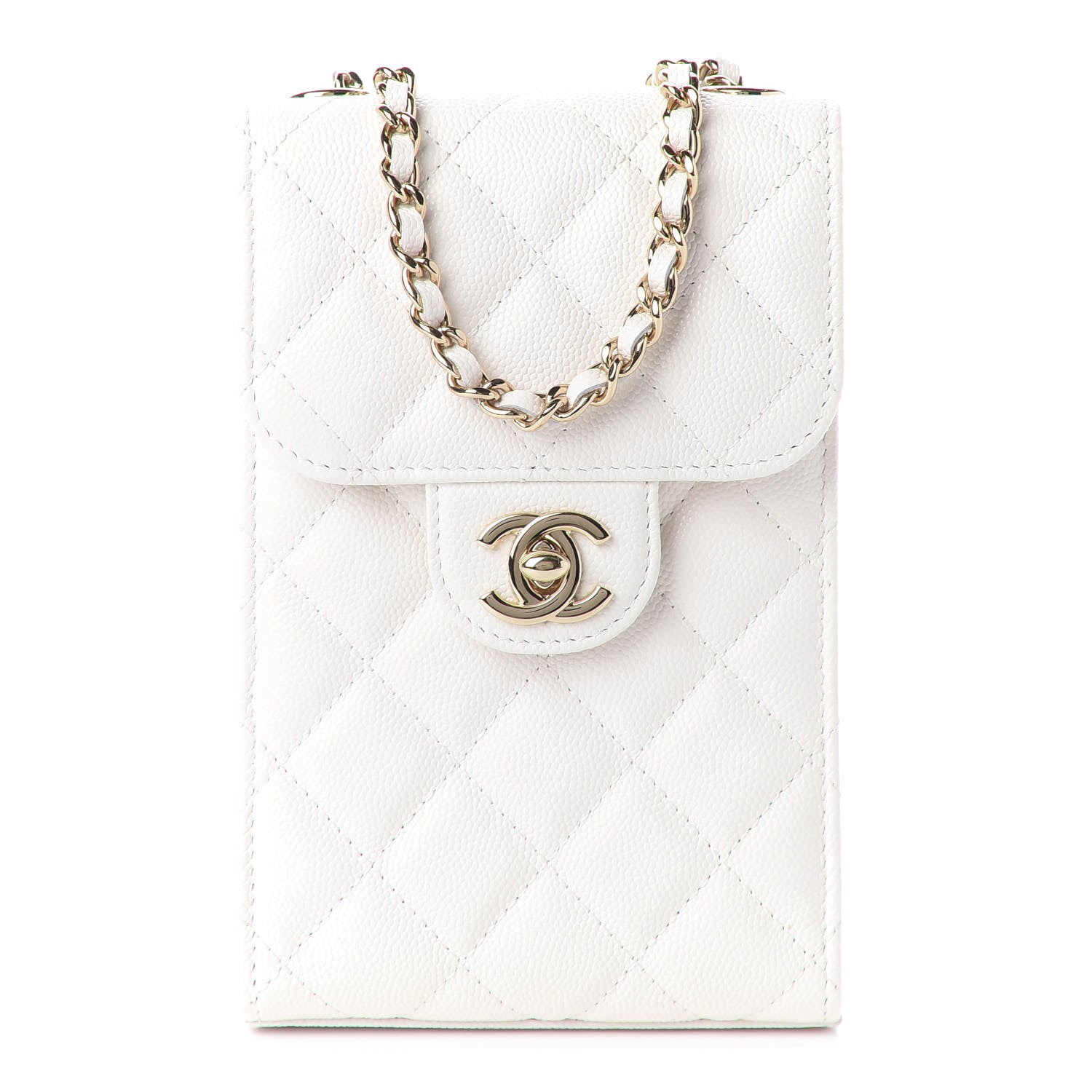 CHANEL キルティングケース ホワイト Chanel Caviar Quilted Classic Phone Holder White 878970 – FASHIONPHILE