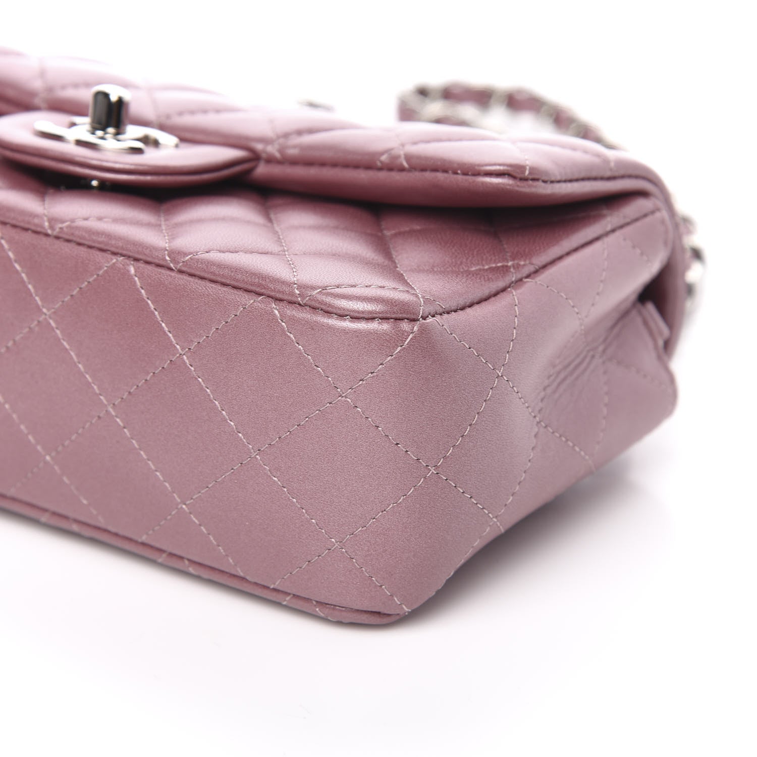 Chanel Metallic Lambskin Quilted Mini Rectangular Flap Pink 9 of 11
