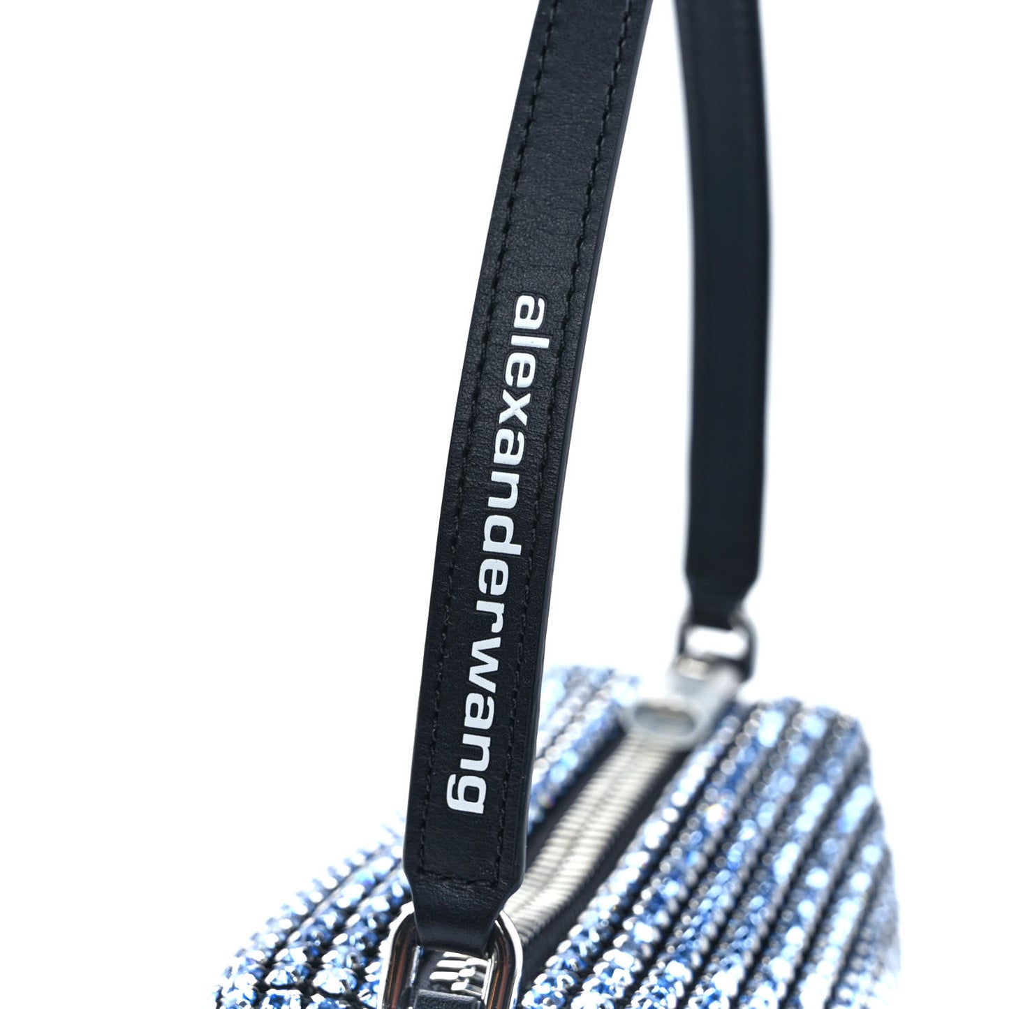 Mesh Crystal Rhinestone Mini Heiress Pouch Baby Blue