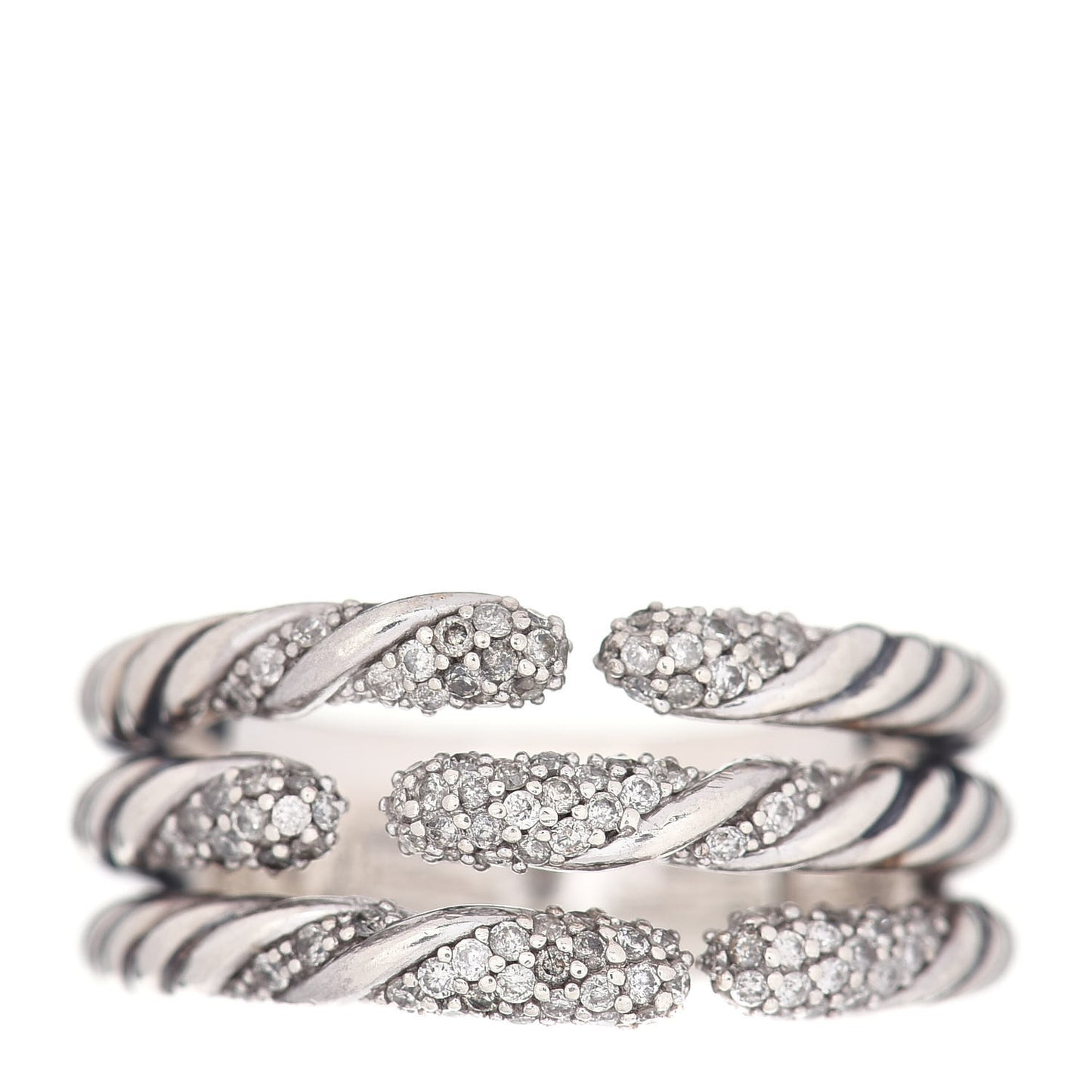 Sterling Silver Diamond Willow Three Row Ring 53 6.25