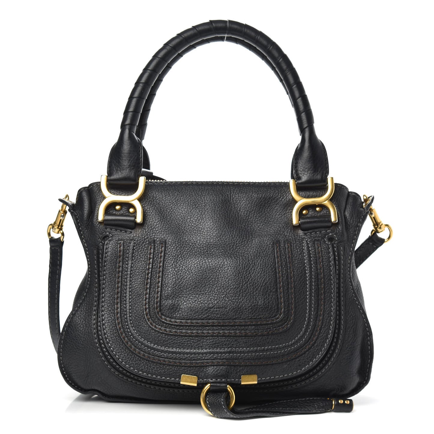 Calfskin Small Marcie Satchel Black