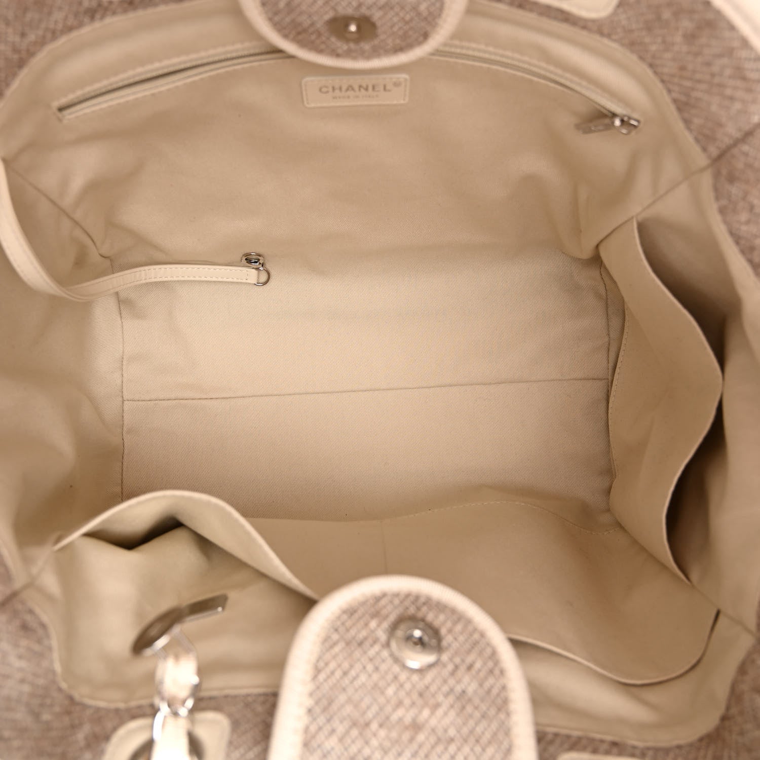 Chanel Mixed Fibers Calfskin Medium Deauville Tote Light Grey 5 of 10