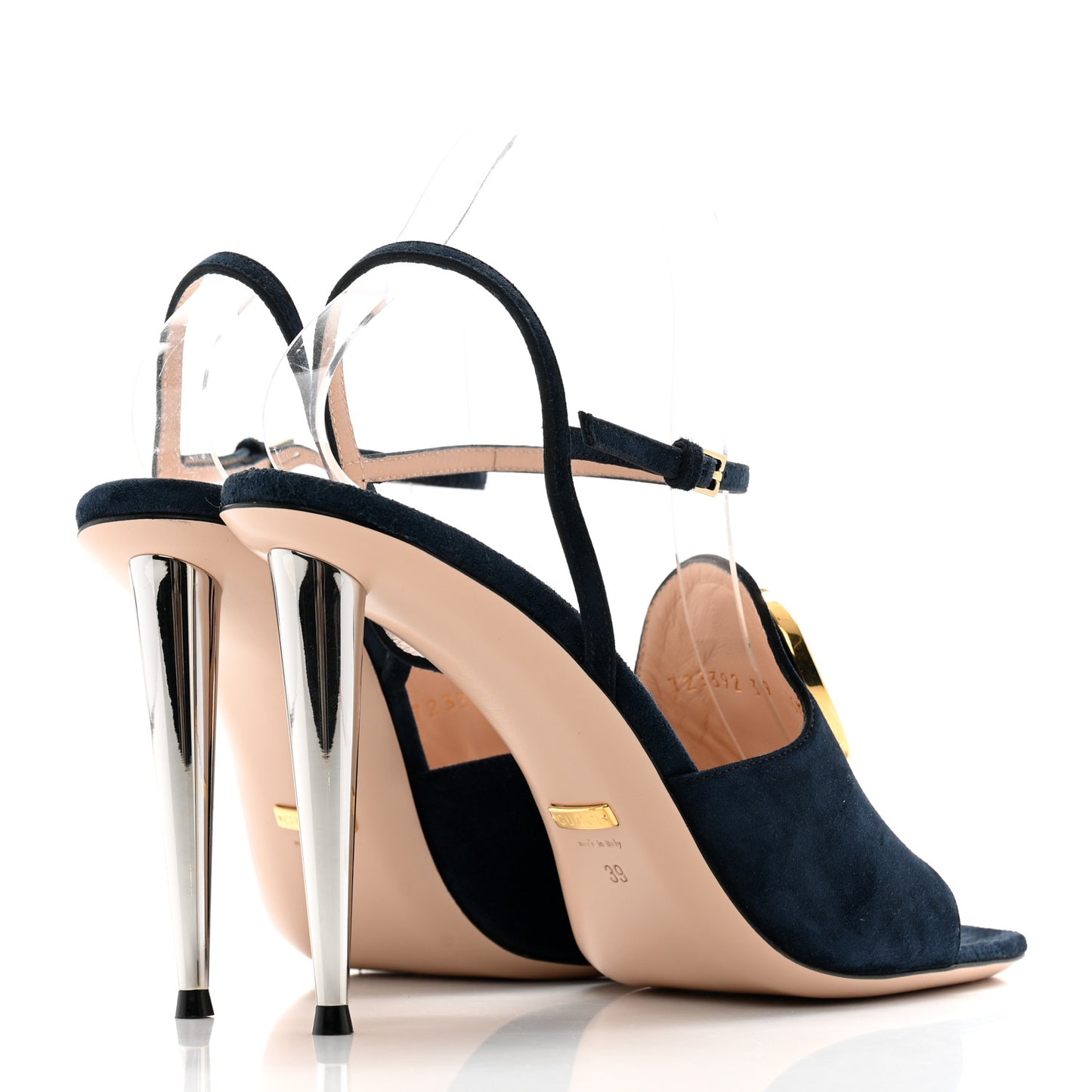 Suede Blondie 100mm Slingback Sandals 39 Navy