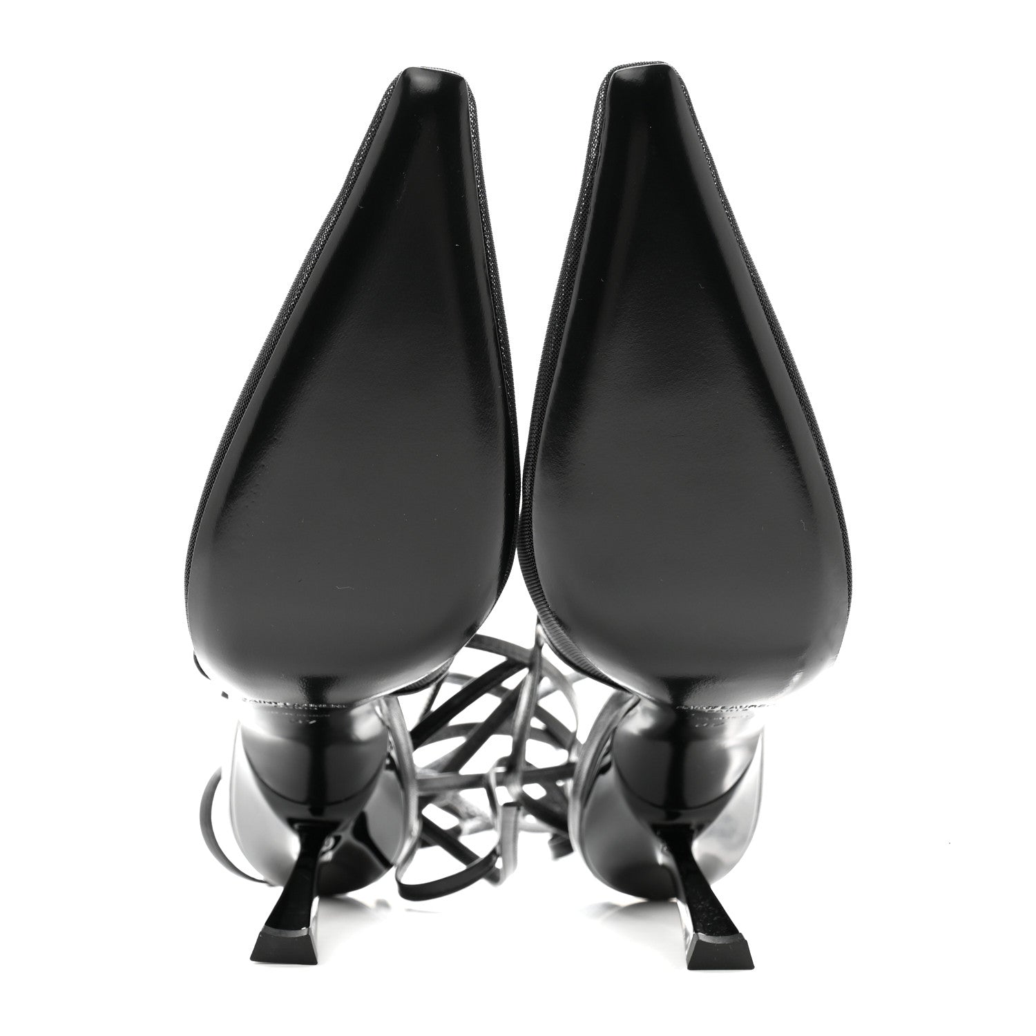Saint Laurent Tulle Mesh Lambskin Oxails 110 Ankle Tie Pumps 37 Black 5 of 8