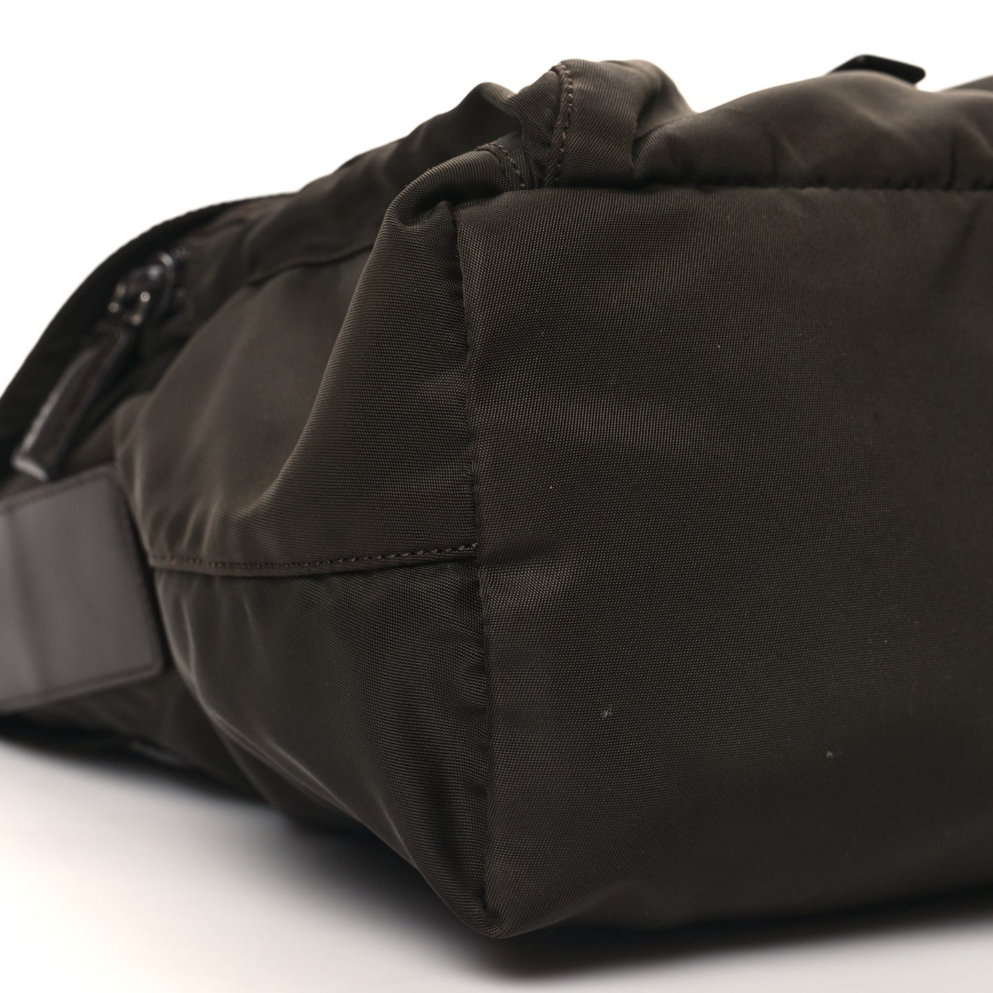 Nylon Vela Saffiano Single Buckle Messenger Shoulder Bag Brown