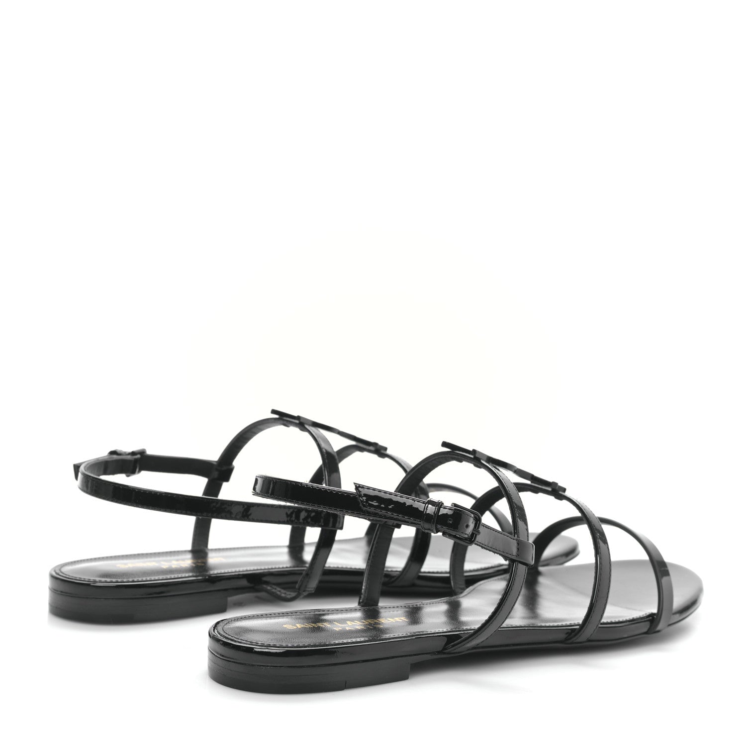 Saint Laurent Patent Calfskin Cassandra Monogram Sandals 40 Black 4 of 8
