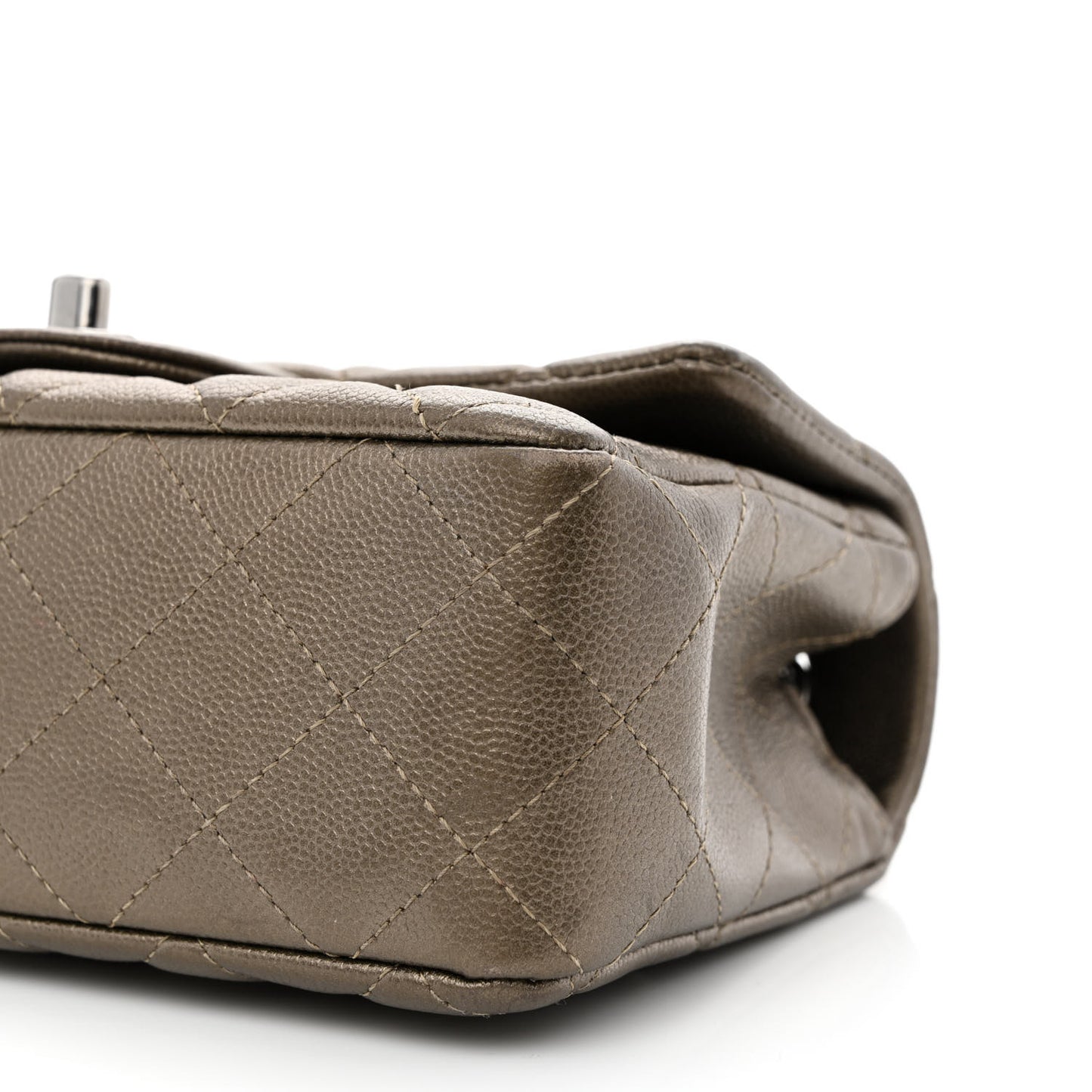 Iridescent Caviar Quilted Mini Rectangular Flap Bronze