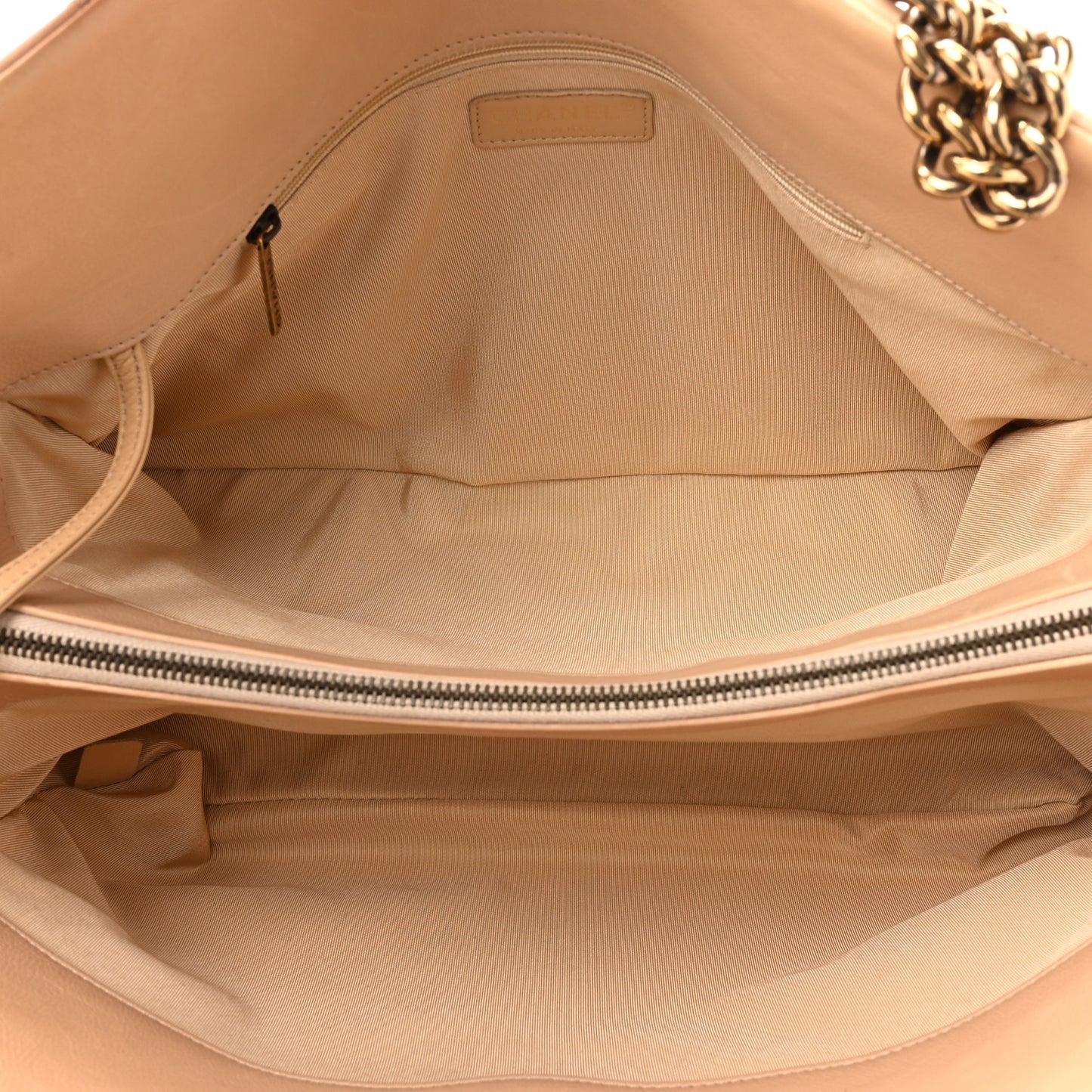 Calfskin Quilted Large CC Crown Tote Beige