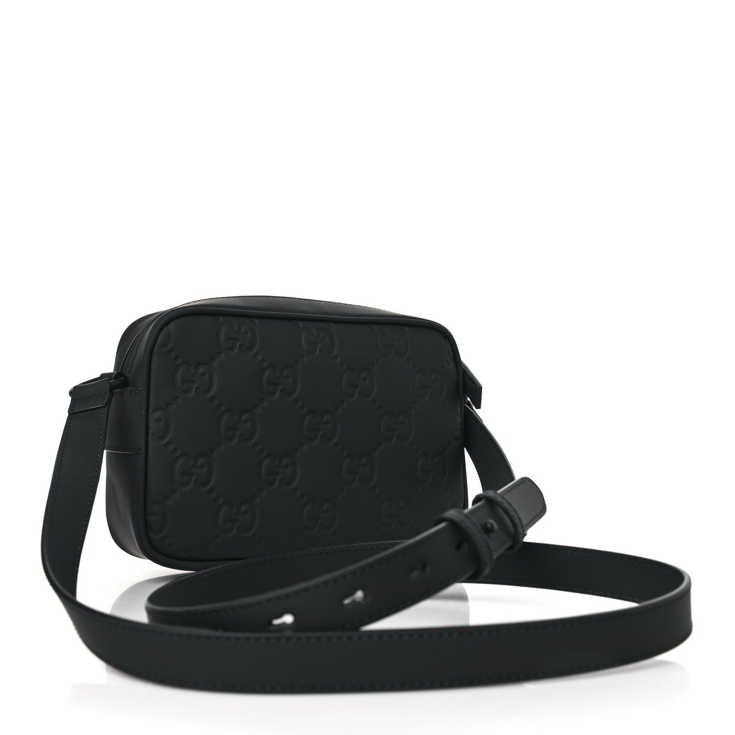 Rubber Effect Calfskin GG Mini Crossbody Bag Black