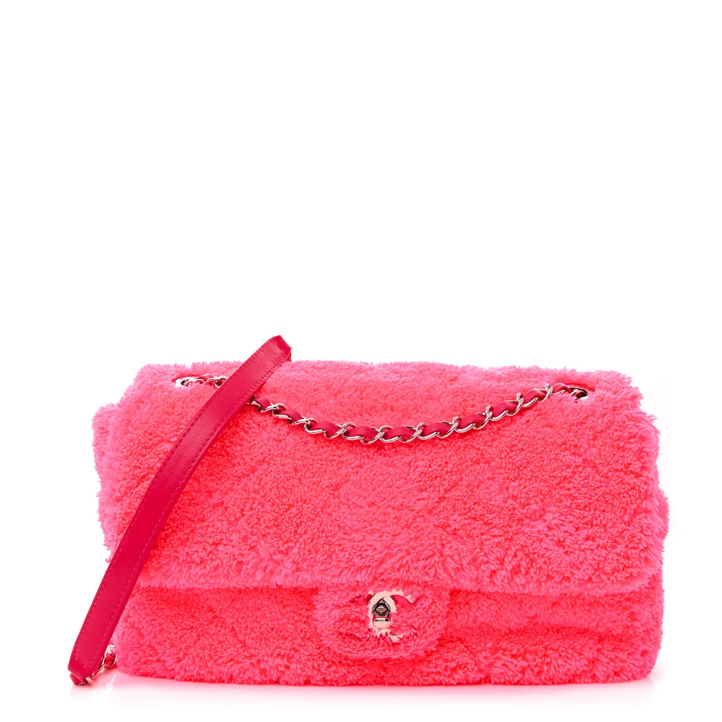 Lambskin Calfskin Mixed Fibers Quilted Medium Flap Pink