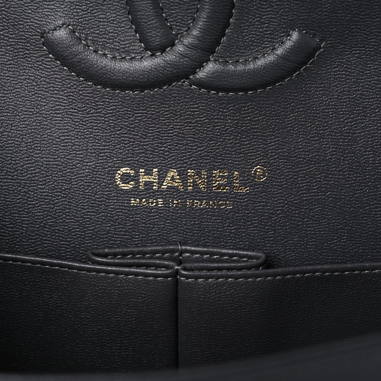 Caviar Quilted Medium Double Flap Dark Grey