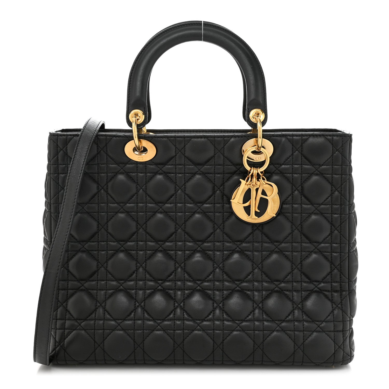 Christian Dior Lambskin Cannage Large Lady Dior Black 1 of 10
