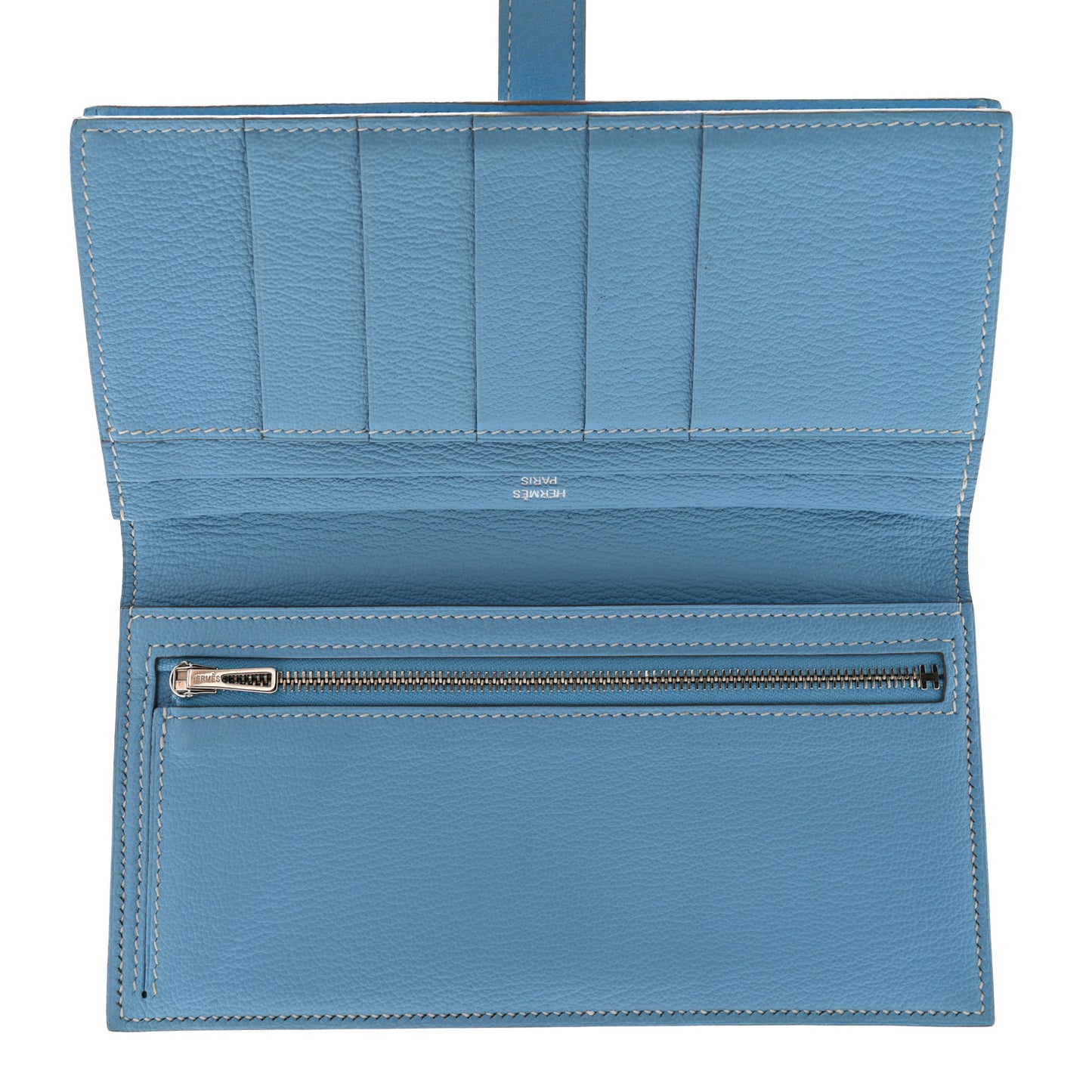 Chevre Mysore Bearn Gusset Wallet Celeste