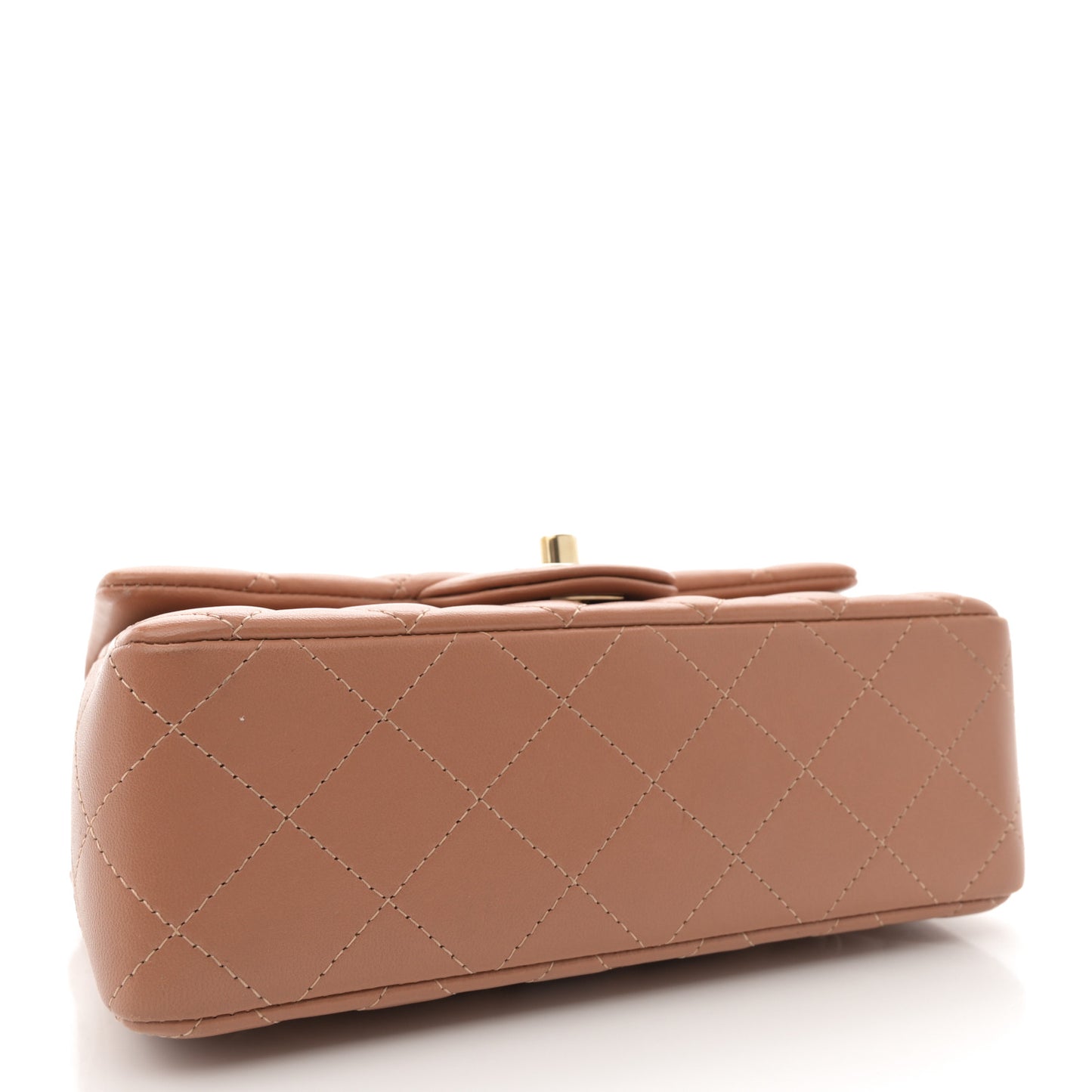 Lambskin Quilted Mini Rectangular Flap Brown